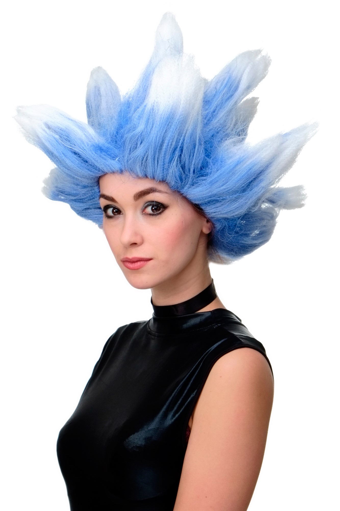 günstige Party Perücke, Perücke Cosplay Winter Eis Blau Weiß Dämon Troll LM19-PC3TP60, Vorderansicht, WIG ME UP: Ihr Perücken Online Shop wellige Party Perücke Bunt kurze Haare Unisex