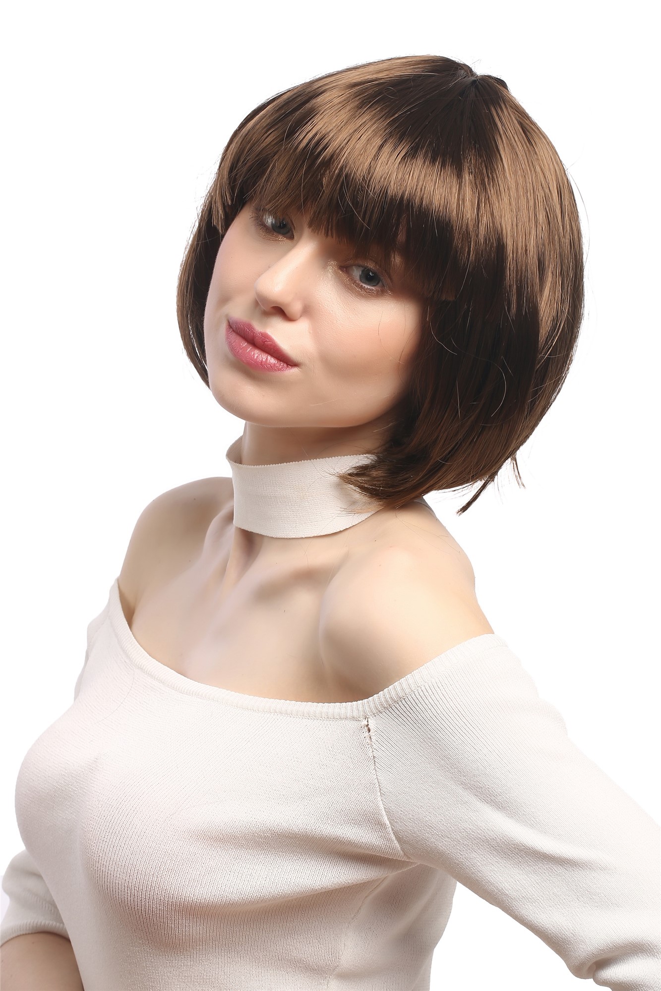 Party Wig, Ladies, medium brown, straight, short