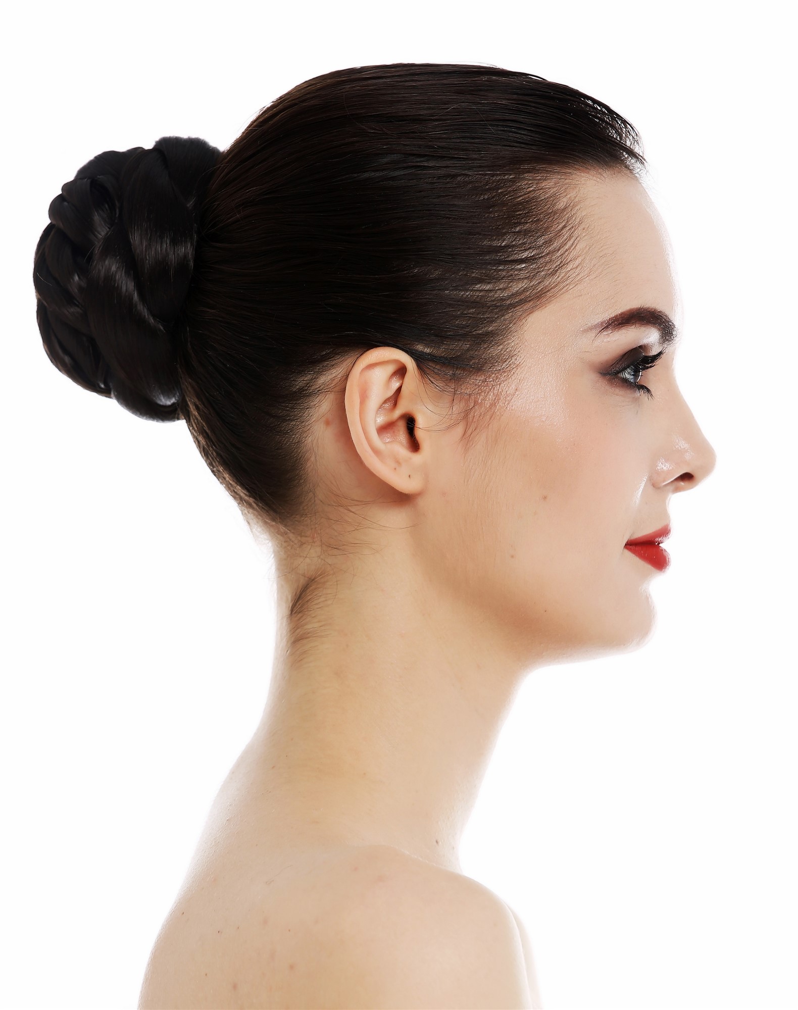 Dutt Haardutt Haarknoten Chignon traditionell geflochten Dunkelbraun TYD-0031-4, Ansicht 3, WIG ME UP: Ihr Perücken Online Shop geflochtener Dutt Haarteil Dunkelbraun