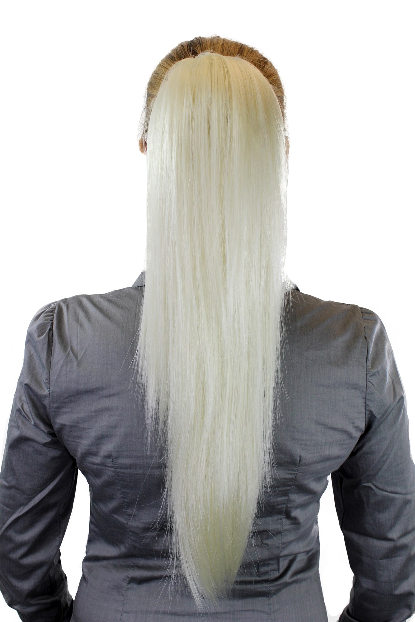 Ponytails, white blonde, straight, long