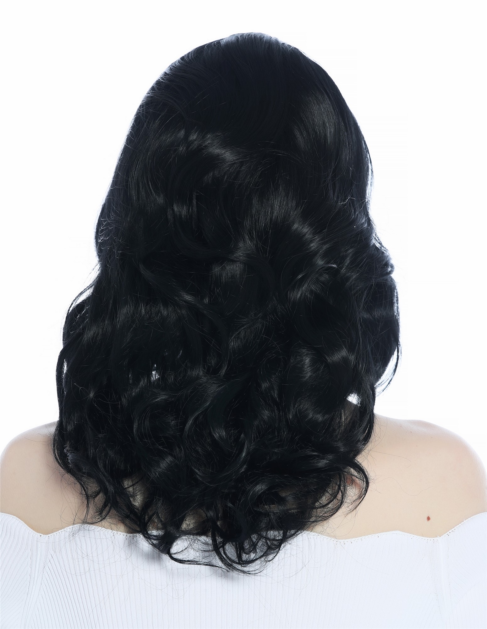 Lady wig shoulder length wavy curled tips central parting velvet black ZM-1024 , view 4, WIG ME UP: Your Perücken Online Shop Quality Wigs, Ladies, velvet black, curled, shoulder-length