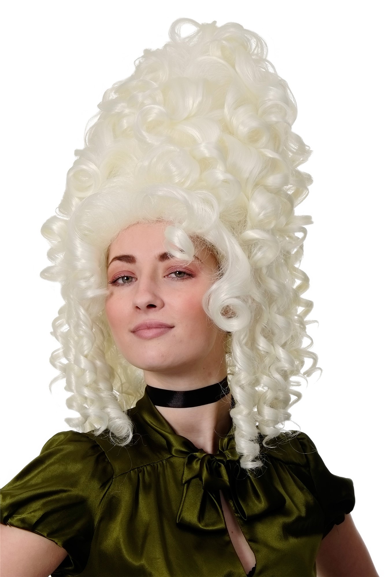 hochwertige Qualitätsperücken, Perücke Rokoko Barock Weißblond GFW1650-613A, Vorderansicht, WIG ME UP: Ihr Perücken Online Shop lockige Tressen-Perücke Weißblond lange Haare für Damen