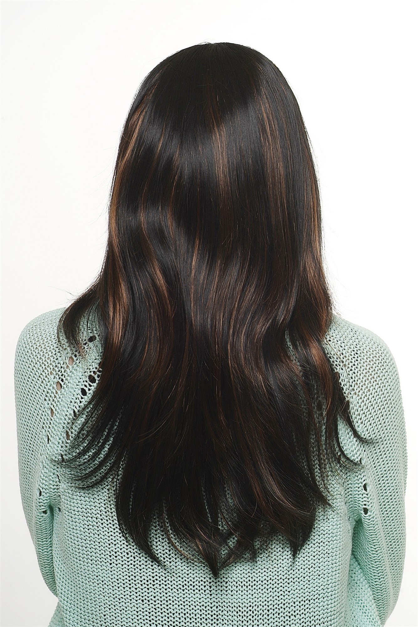Lady  Wig long mixed dark brown with reddish light brown straight with slight wave, view 3, WIG ME UP: Your Perücken Online Shop Quality Wigs, Ladies, black-brown-copper brown, straight, long