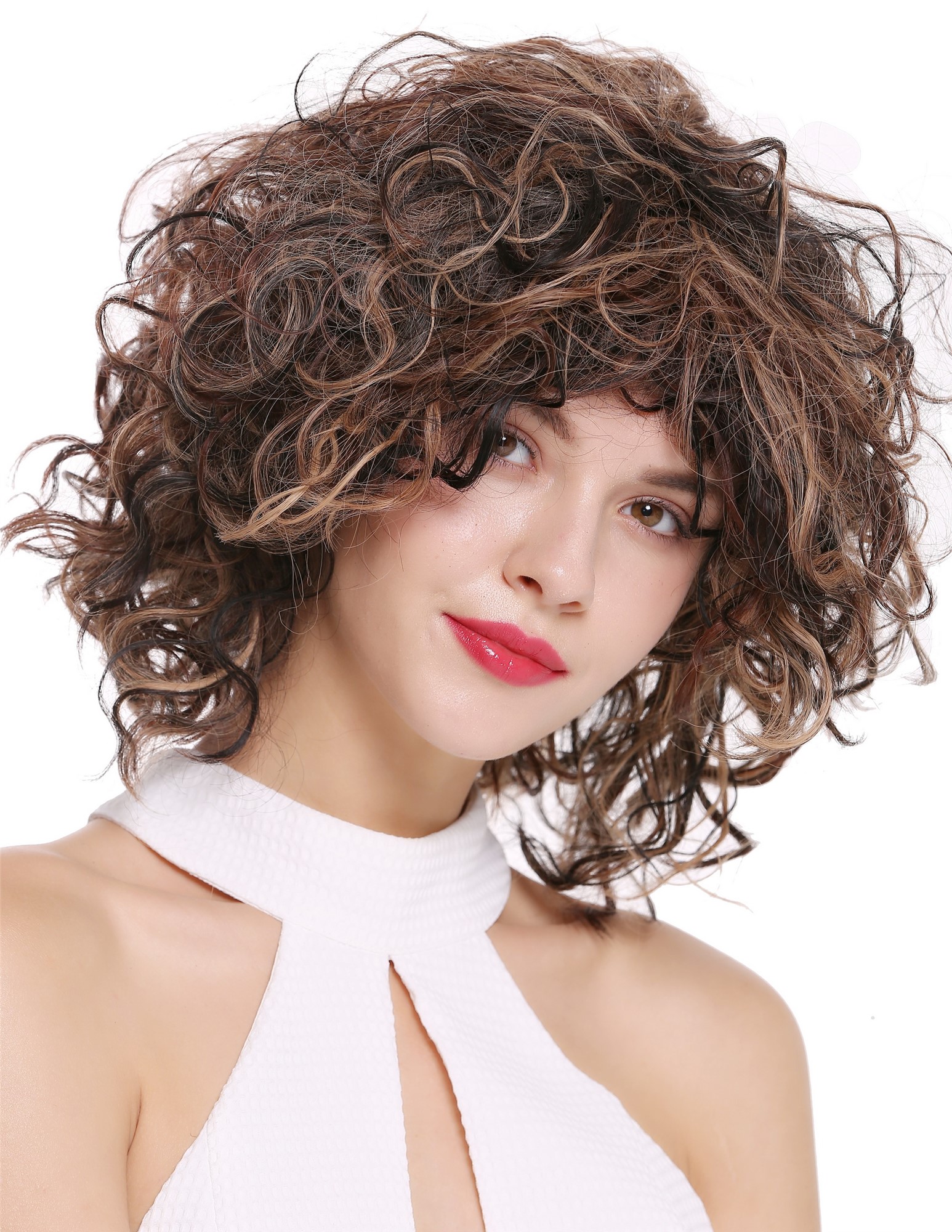 Lady wig short medium length wild curls voluminous mahogany brown blond DW-2698, view 2, WIG ME UP: Your Perücken Online Shop Quality Wigs, Ladies, brown-ash blonde, curled, shoulder-length