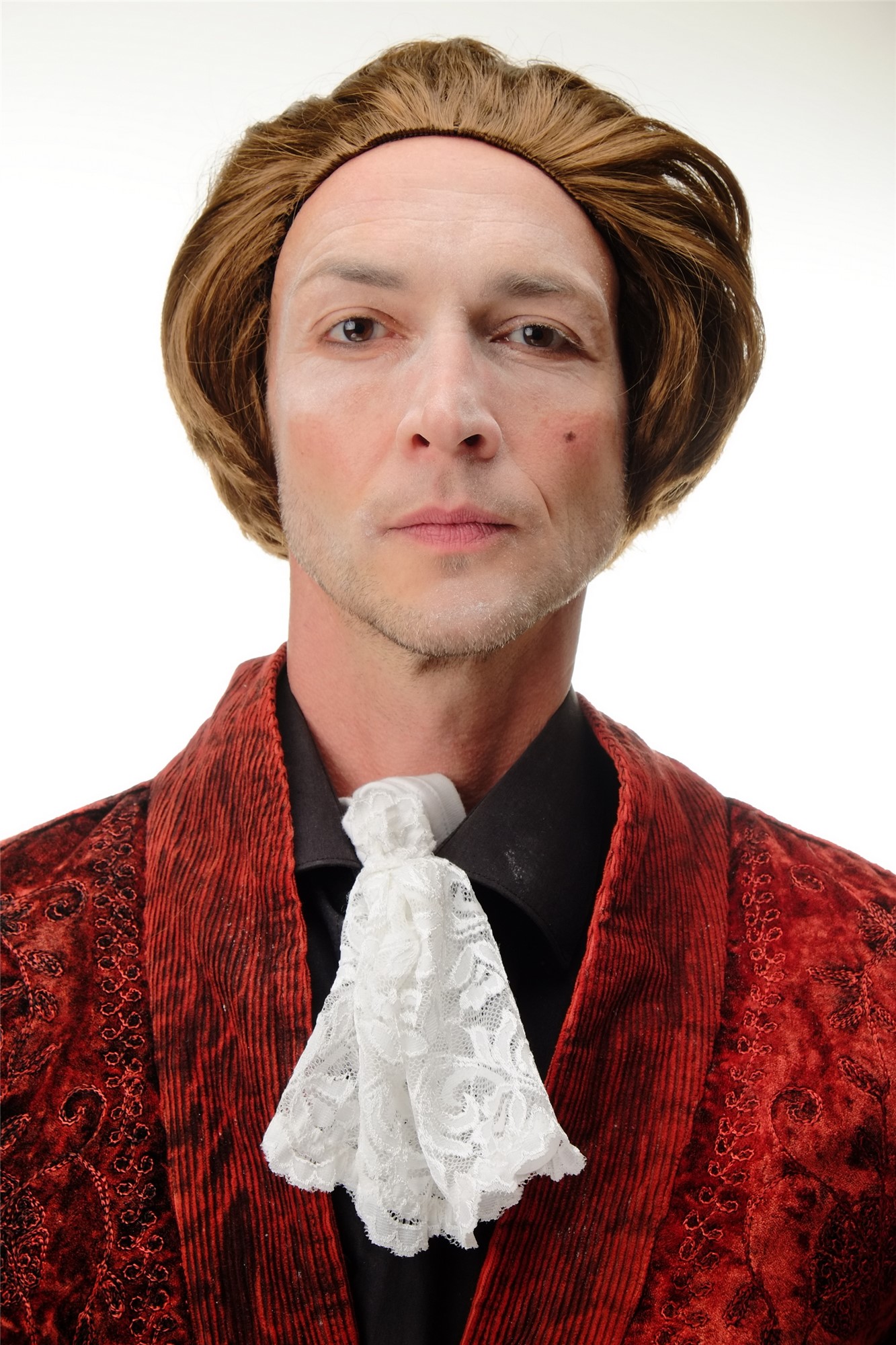günstige Party Perücke, Herren Perücke Barock Edelmann Zopf hellbraun 4287-P6, Ansicht 2, WIG ME UP: Ihr Perücken Online Shop wellige Party Perücke Braun schulterlange Haare für Herren