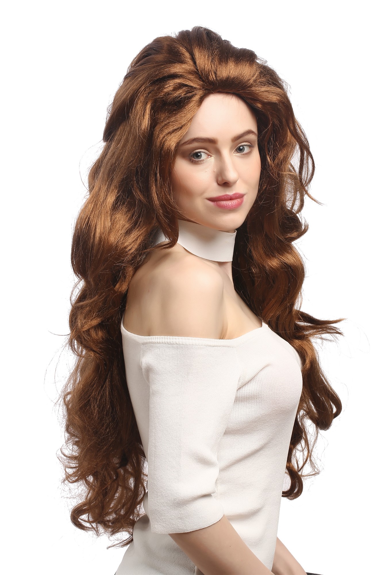 Lady Party Wig Fancy Dress huge and very long,voluminous backcombed wavy redish copper brown, view 4, WIG ME UP: Your Perücken Online Shop Party Wig, Ladies, Brown, wavy, very long