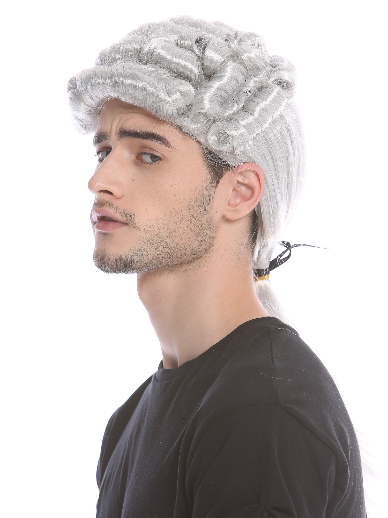 Party Wig, Men, Grey, curled, shoulder-length