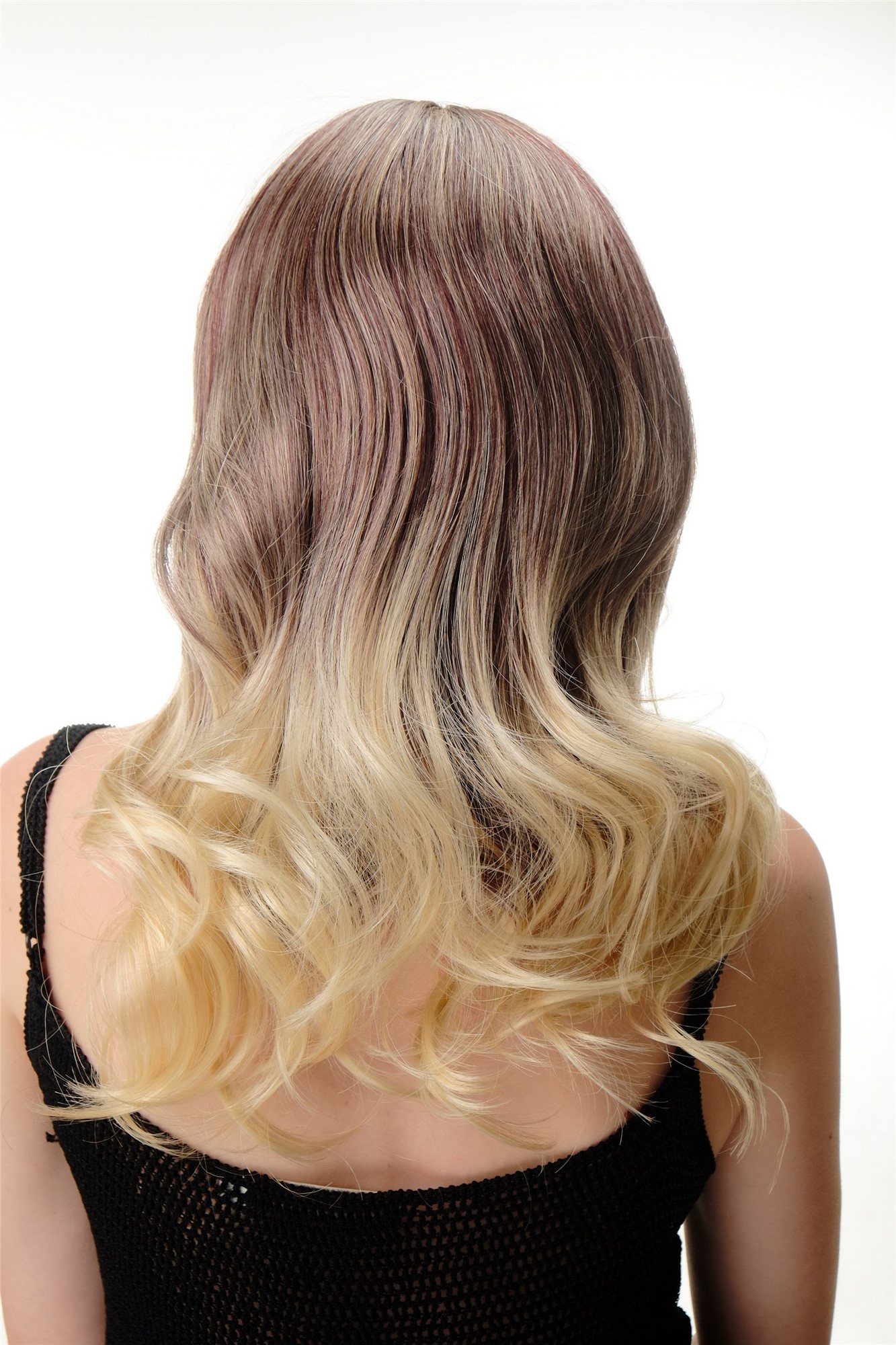 hochwertige Qualitätsperücken, Perücke Mittelscheitel braun lichtblonde gelockte Spitzen GFW2471-99JT613E, Ansicht 3, WIG ME UP: Ihr Perücken Online Shop lockige Tressen-Perücke mit Kopfhaut-Imitat Rotbraun-Lichtblond-Mix schulterlange Haare für Damen