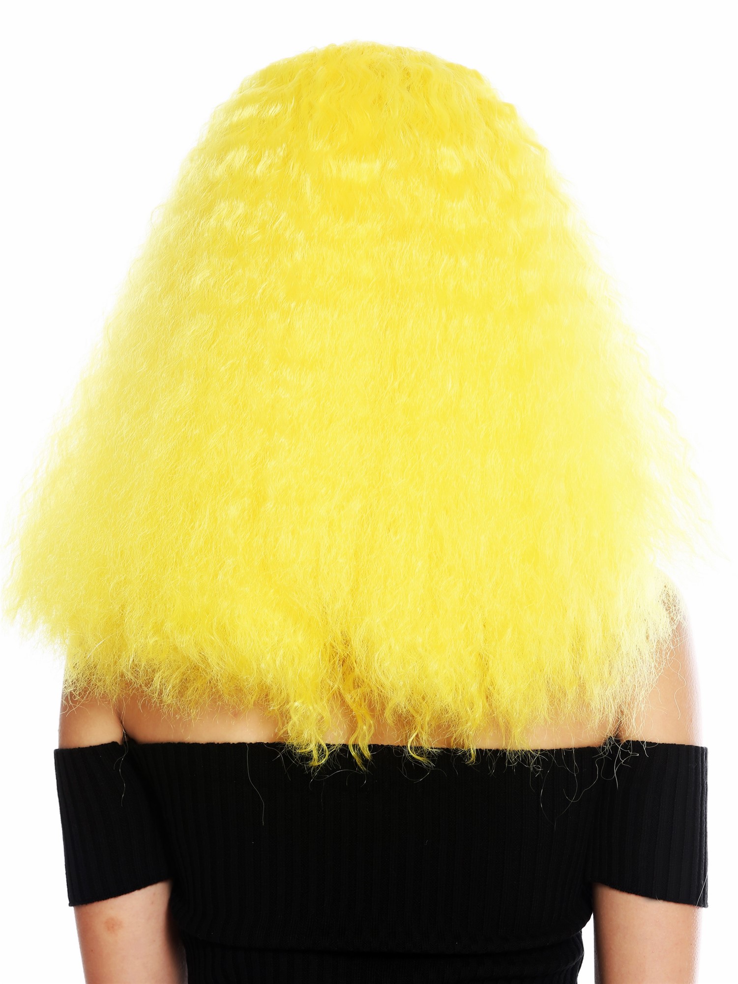 hochwertige Qualitätsperücken, Perücke lang Kraus Locken Volumen Mittelscheitel Gelb YZF-7304-T2104, Ansicht 4, WIG ME UP: Ihr Perücken Online Shop lockige Tressen-Perücke mit Kopfhaut-Imitat Neongelb lange Haare für Damen
