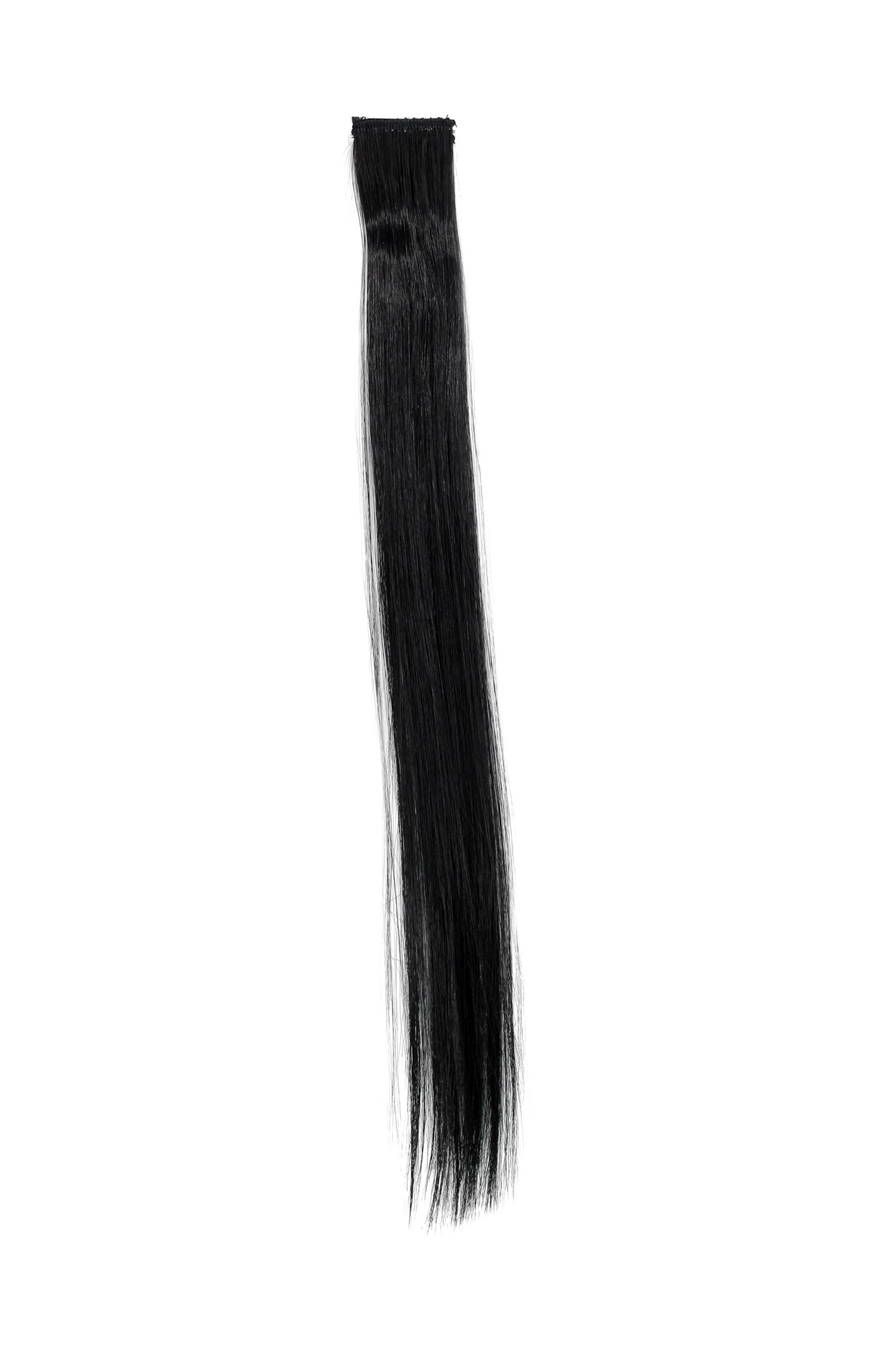 1 Clip-In Extension Strähne glatt 45 cm Schwarz Tiefschwarz YZF-P1S18-1, Vorderansicht, WIG ME UP: Ihr Perücken Online Shop glatte Extensions Schwarz 45 cm lang