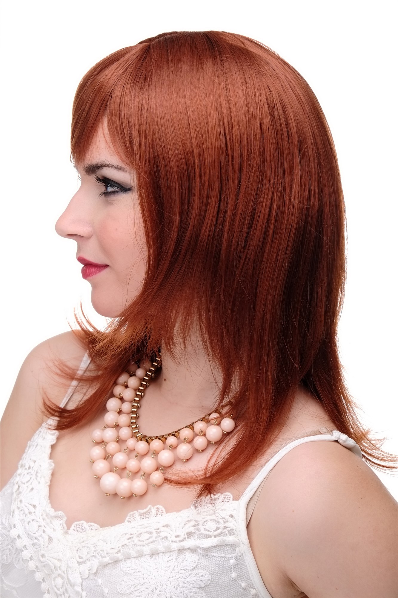Lady wig medium length fringe parted to side straight layered copper red 3003, view 2, WIG ME UP: Your Perücken Online Shop Quality Wigs, Ladies, copper, straight, long