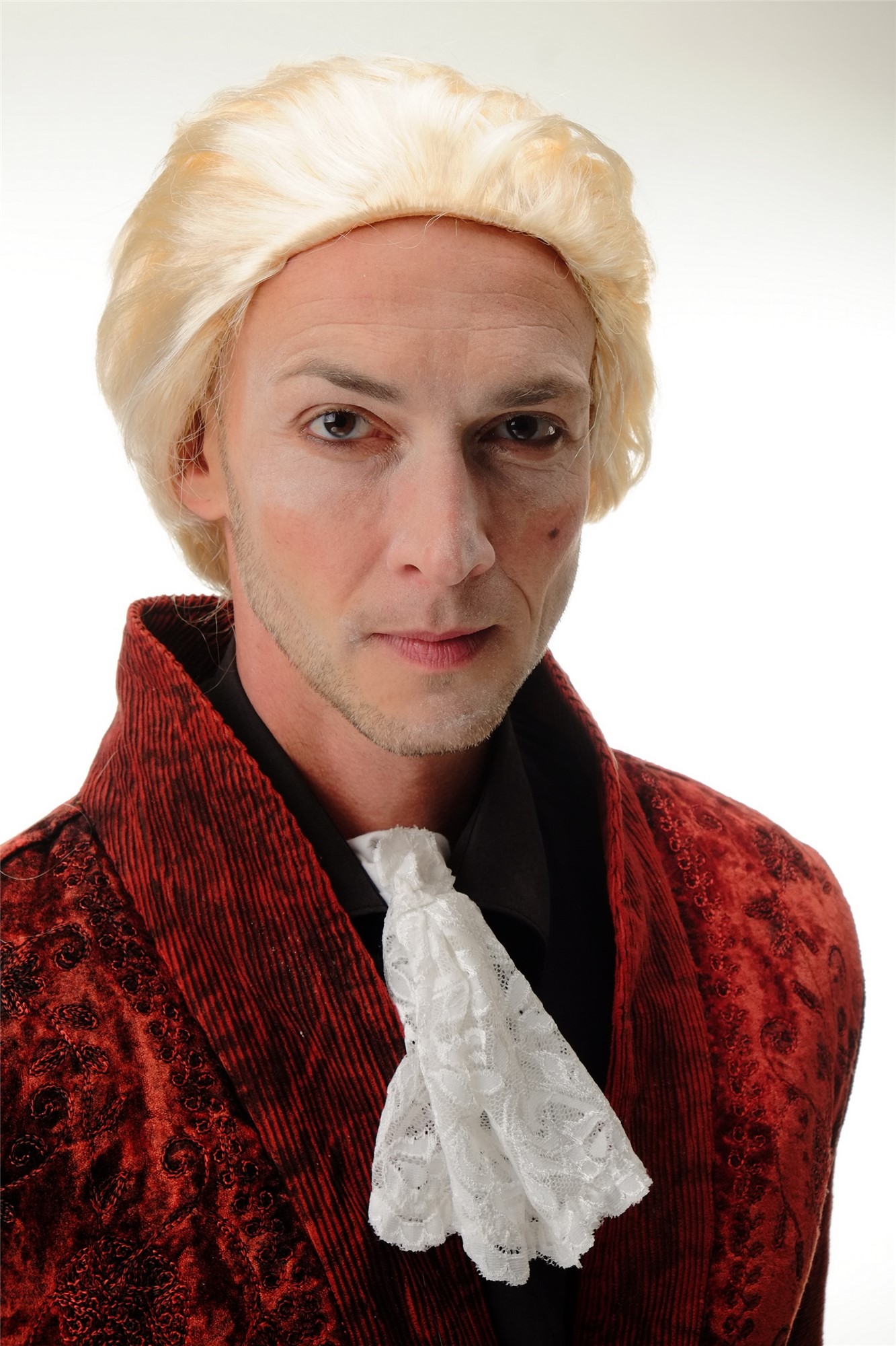 Wig Halloween blonde baroque poet aristocrat aged fashion designer ponytail 4287, view 2, WIG ME UP: Your Perücken Online Shop Party Wig, Men, Blonde, wavy, shoulder-length