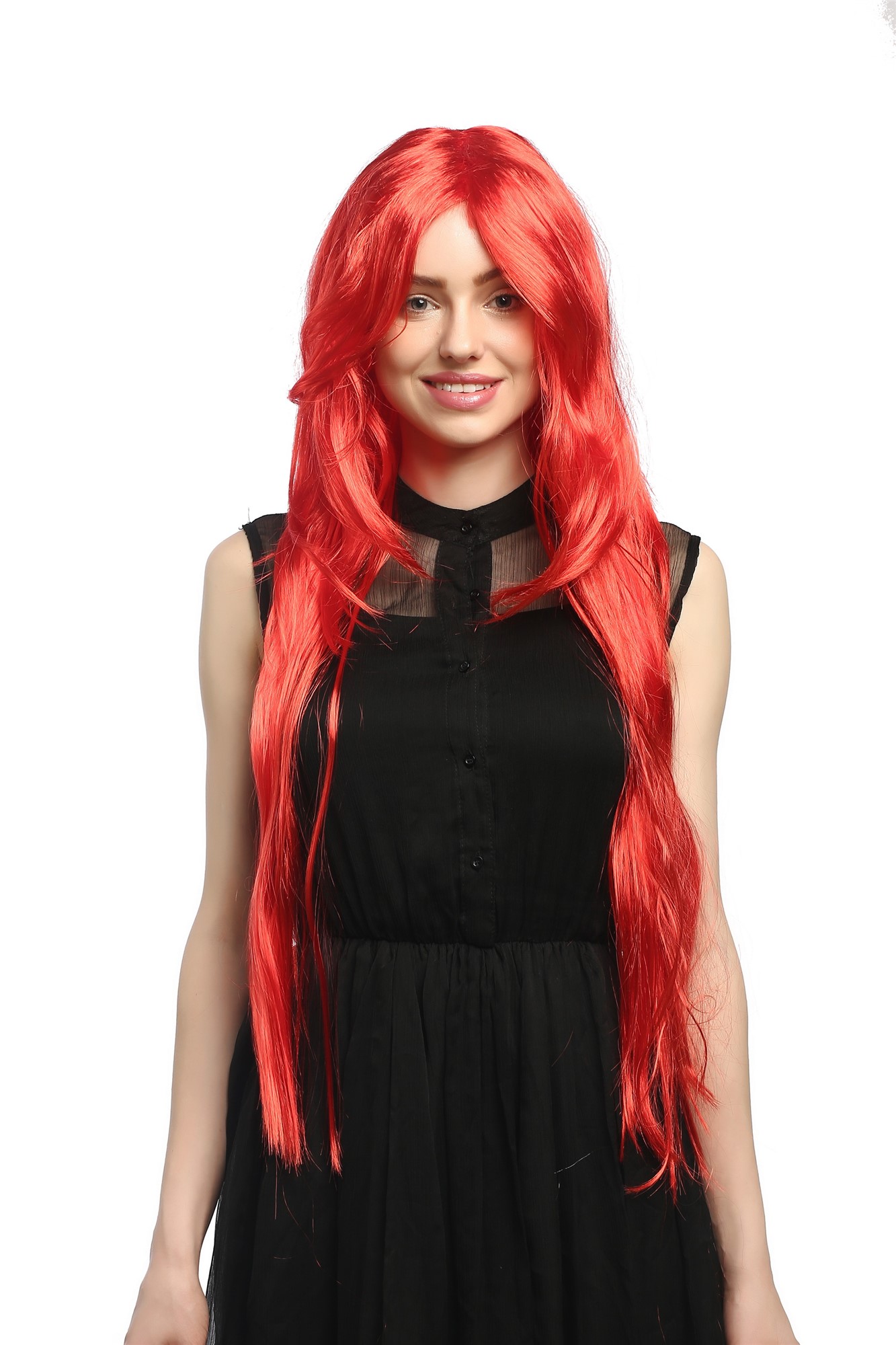 Lady Party Wig Halloween Fancy Dress extremely long fiery witchy red straight parting Witch 33", view 3, WIG ME UP: Your Perücken Online Shop Party Wig, Ladies, Red, straight, very long