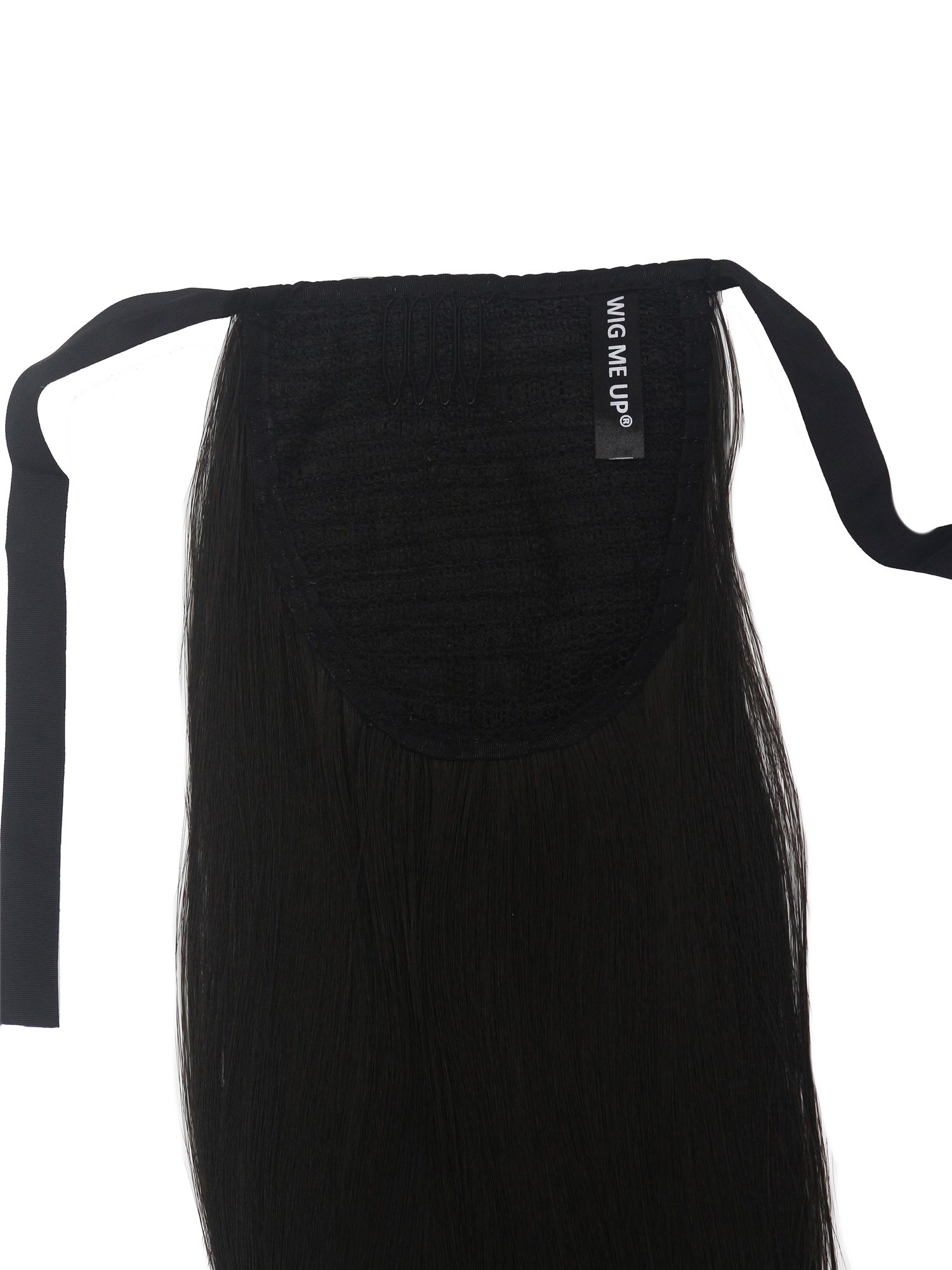 Ponytail Hairpiece comb & ribbon wrap-around long straight dark brown YZF-1094S, view 5, WIG ME UP: Your Perücken Online Shop Ponytails, dark brown, straight, long
