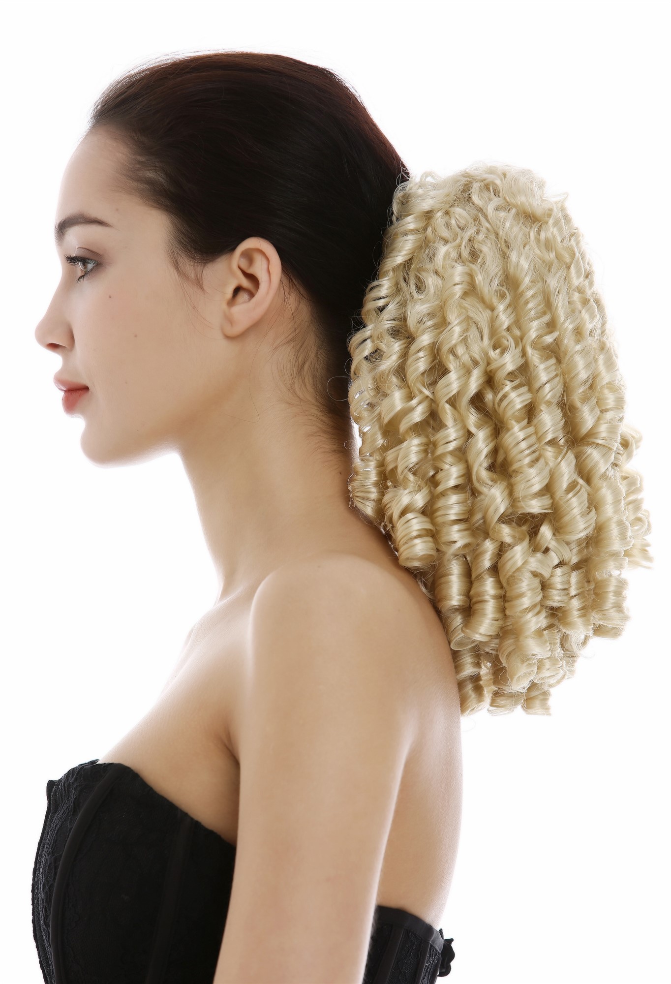 hochwertiger Zopf Pferdeschwanz Korkenzieher-Locken lockig Platinblond N900A+2-V-613, Ansicht 3, WIG ME UP: Ihr Perücken Online Shop lockiges Zopf-Haarteil Platinblond 30 cm lang