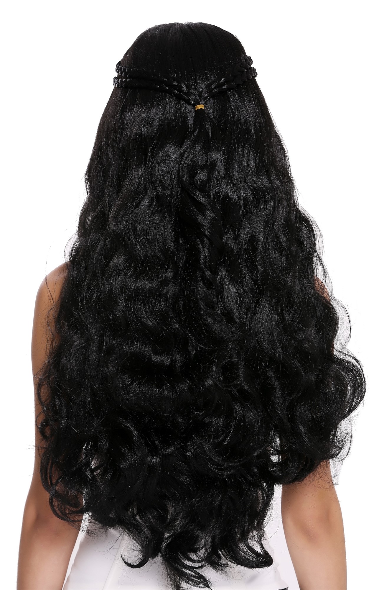 Lady Party Wig romantic braided strands hair circlet long Hippie black 91323, view 4, WIG ME UP: Your Perücken Online Shop Party Wig, Ladies, Black, Braided, long