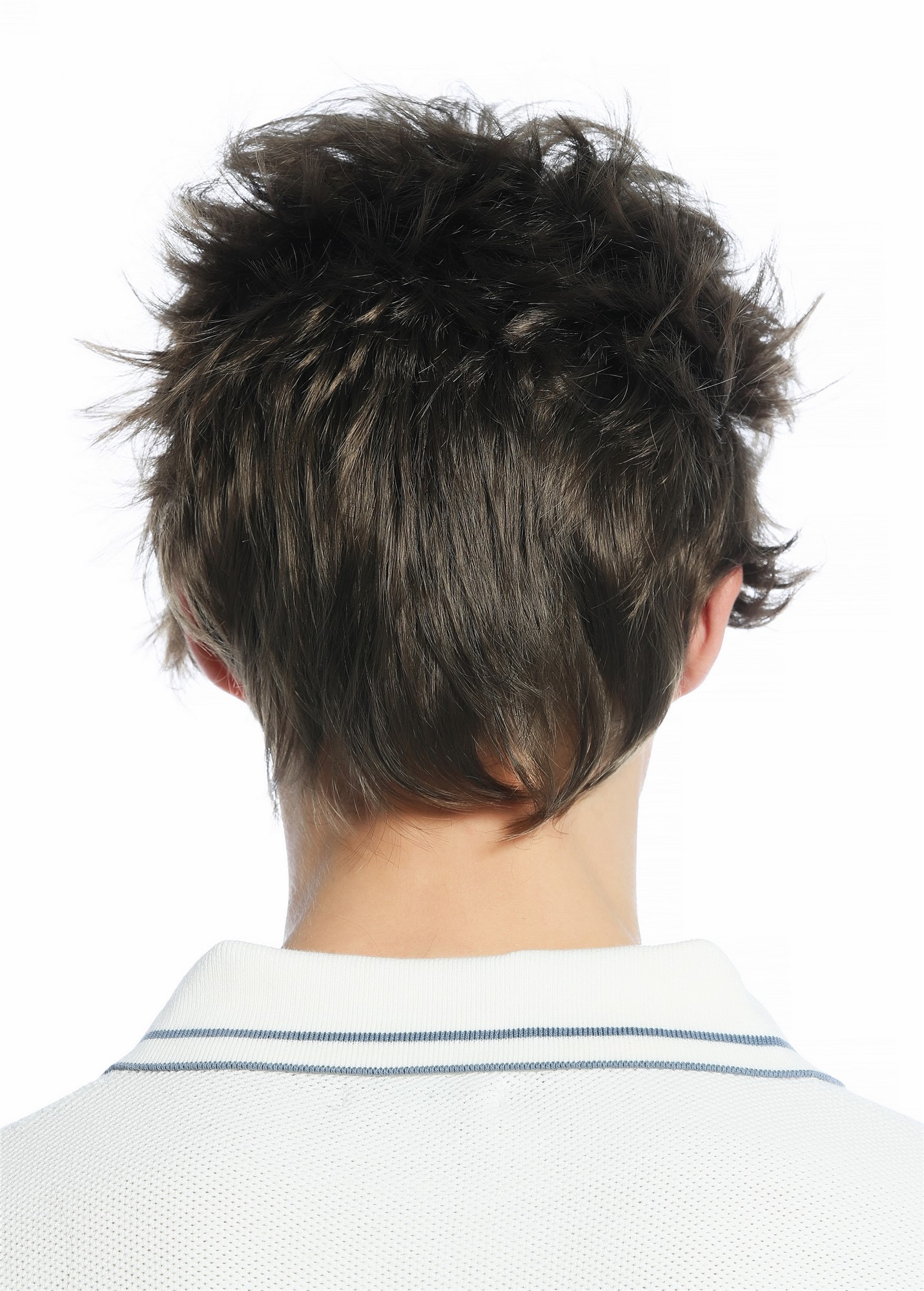 hochwertige Qualitätsperücken, Perücke kurz wild retro 80er toupiert wie ungekämmt Braun Mittelbraun M-252A-18, Ansicht 6, WIG ME UP: Ihr Perücken Online Shop glatte Tressen-Perücke Mittelbraun kurze Haare für Unisex