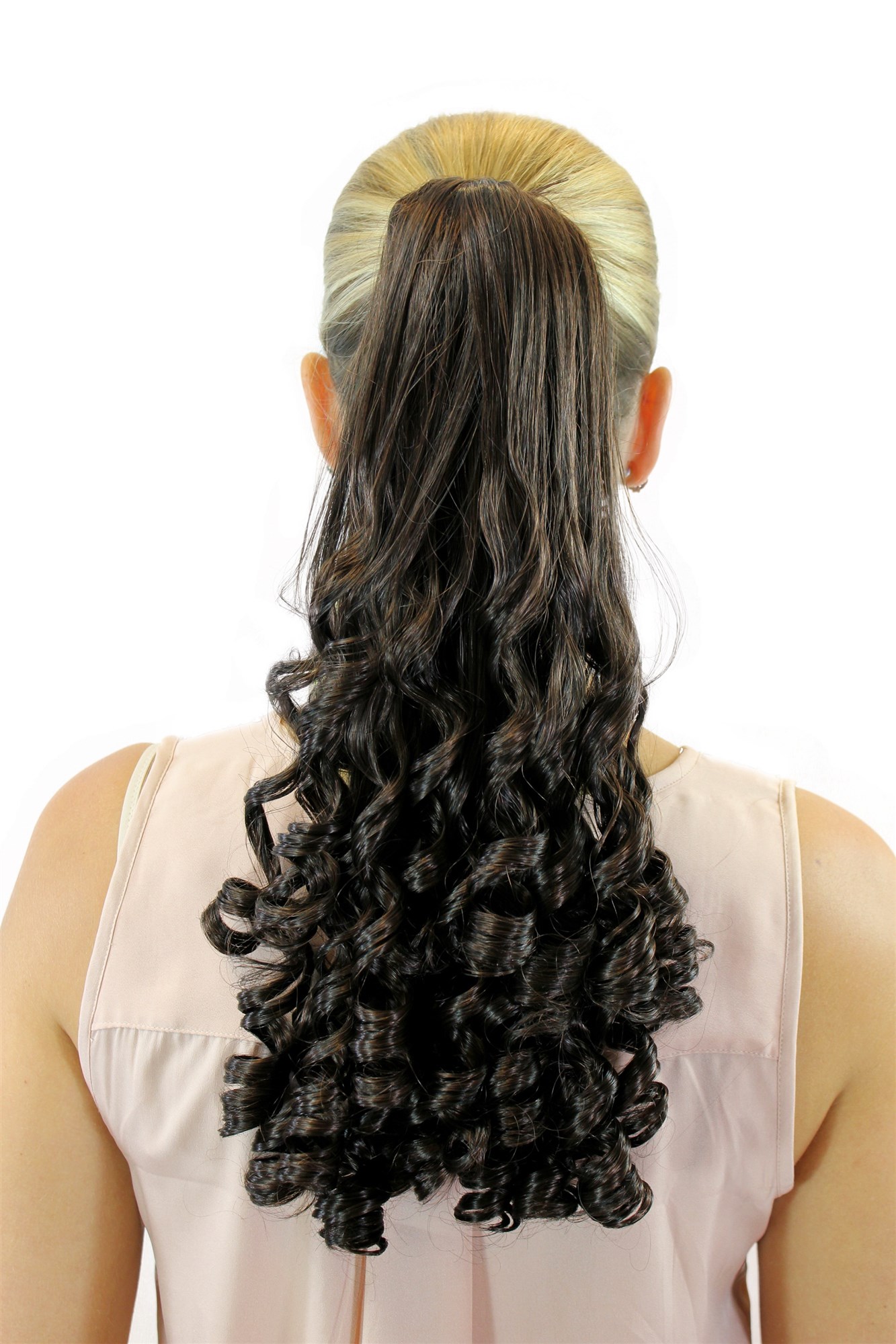 Ponytail Hairpiece medium long curled curls claw clamp mahogany brown mix AL-13A, view 2, WIG ME UP: Your Perücken Online Shop Ponytails, dark brown-chestnut mix, curled, shoulder-length