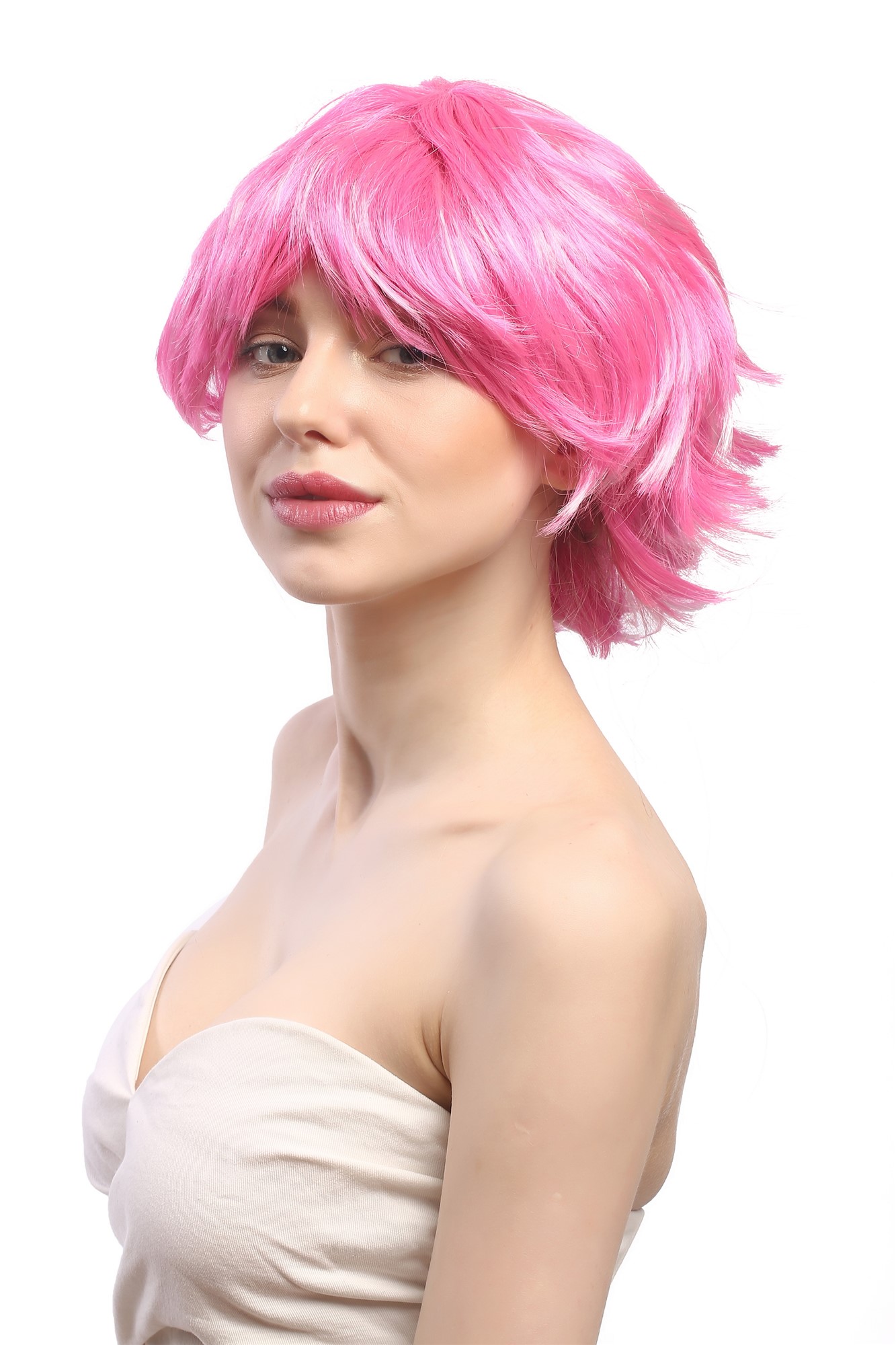 90862-ZAC5B-ZA28 Lady Party Wig Halloween short wild voluminous style two pink hues mixed, view 3, WIG ME UP: Your Perücken Online Shop Party Wig, Ladies, Pink, wavy, short