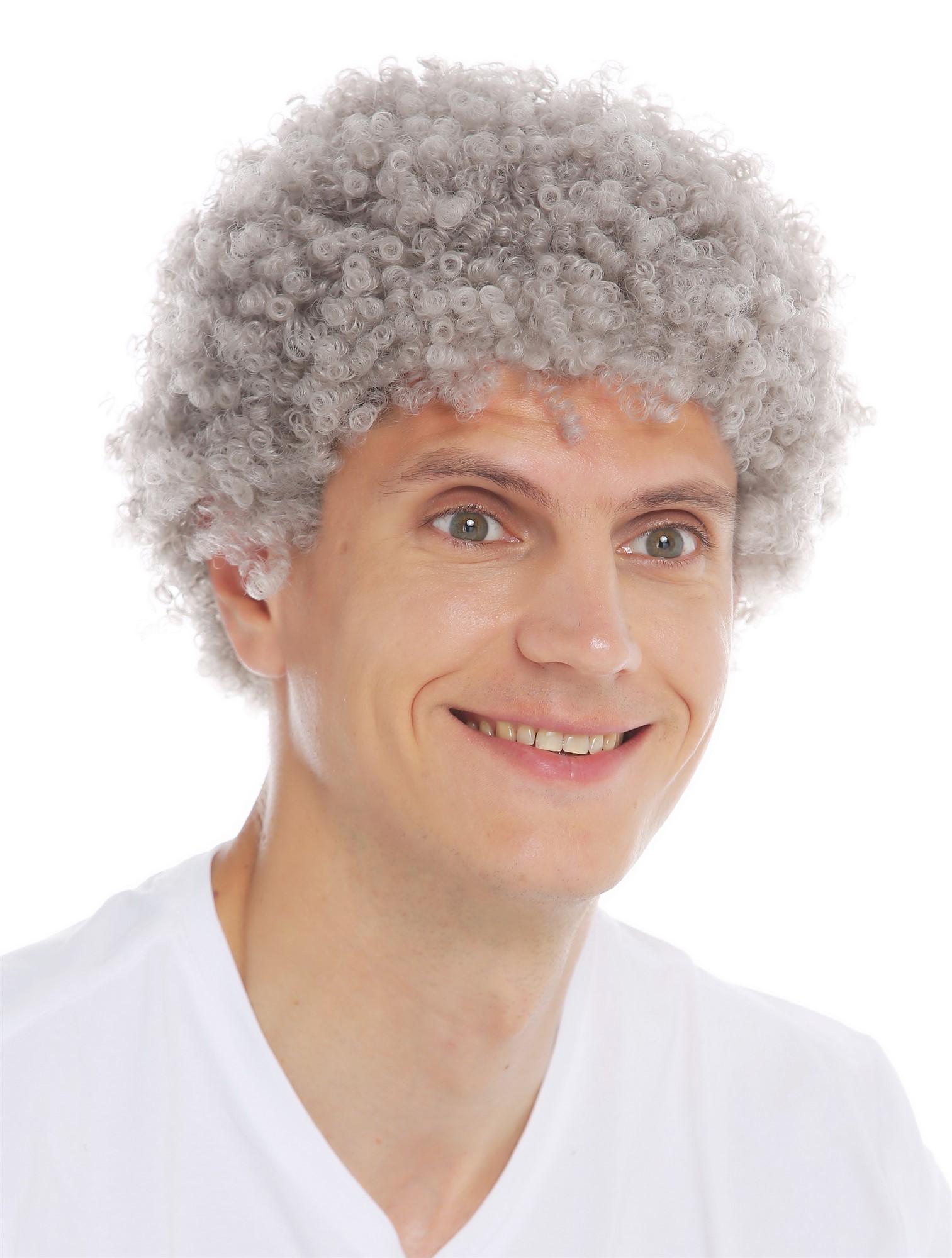 Wig carnival Halloween men women short afro frizzy curly grey gray MMAS-6M, view 3, WIG ME UP: Your Perücken Online Shop Party Wig, Unisex, silver gray, curled, short