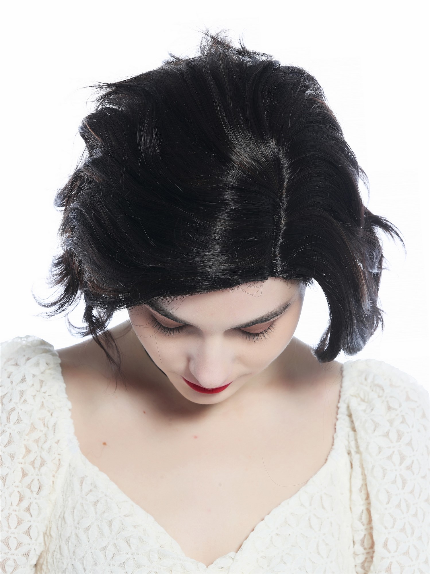 Ladies' wig women short wild wavy parting parted chestnut brown mix DW3334, view 4, WIG ME UP: Your Perücken Online Shop Quality Wigs, Ladies, chocolate brown with hazelnut highlights, wavy, shoulder-length