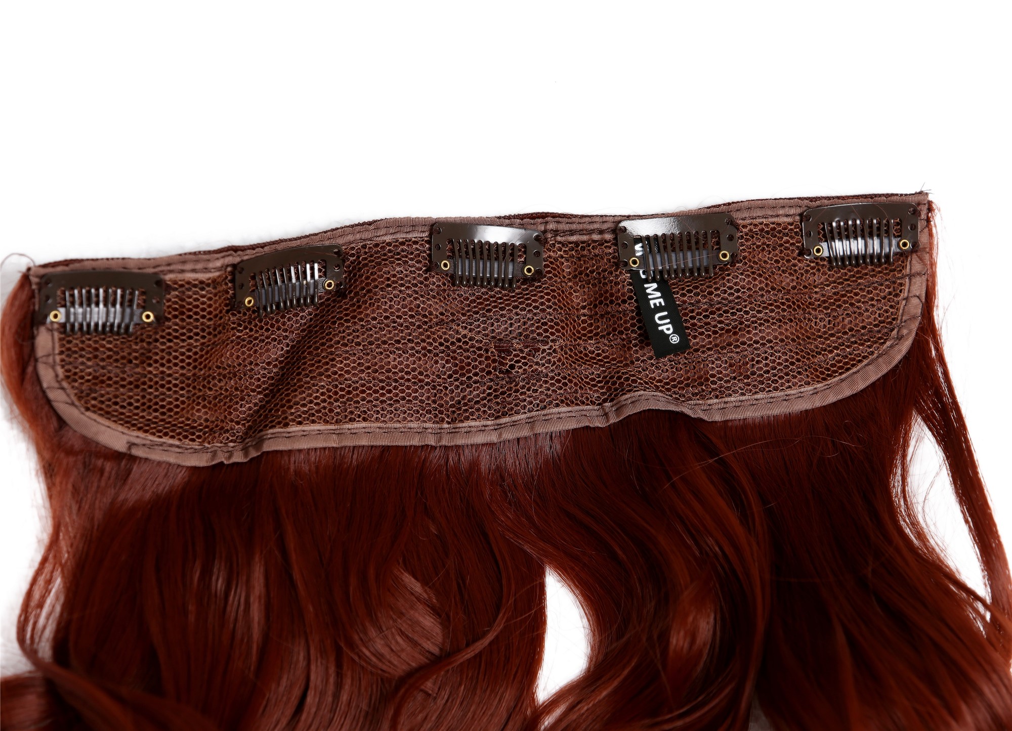 Haarteil Extension breit 5 Clips wellig Rotbraun YZF-3180-35, Ansicht 3, WIG ME UP: Ihr Perücken Online Shop wellige Halbperücke Rotbraun 45 cm lang