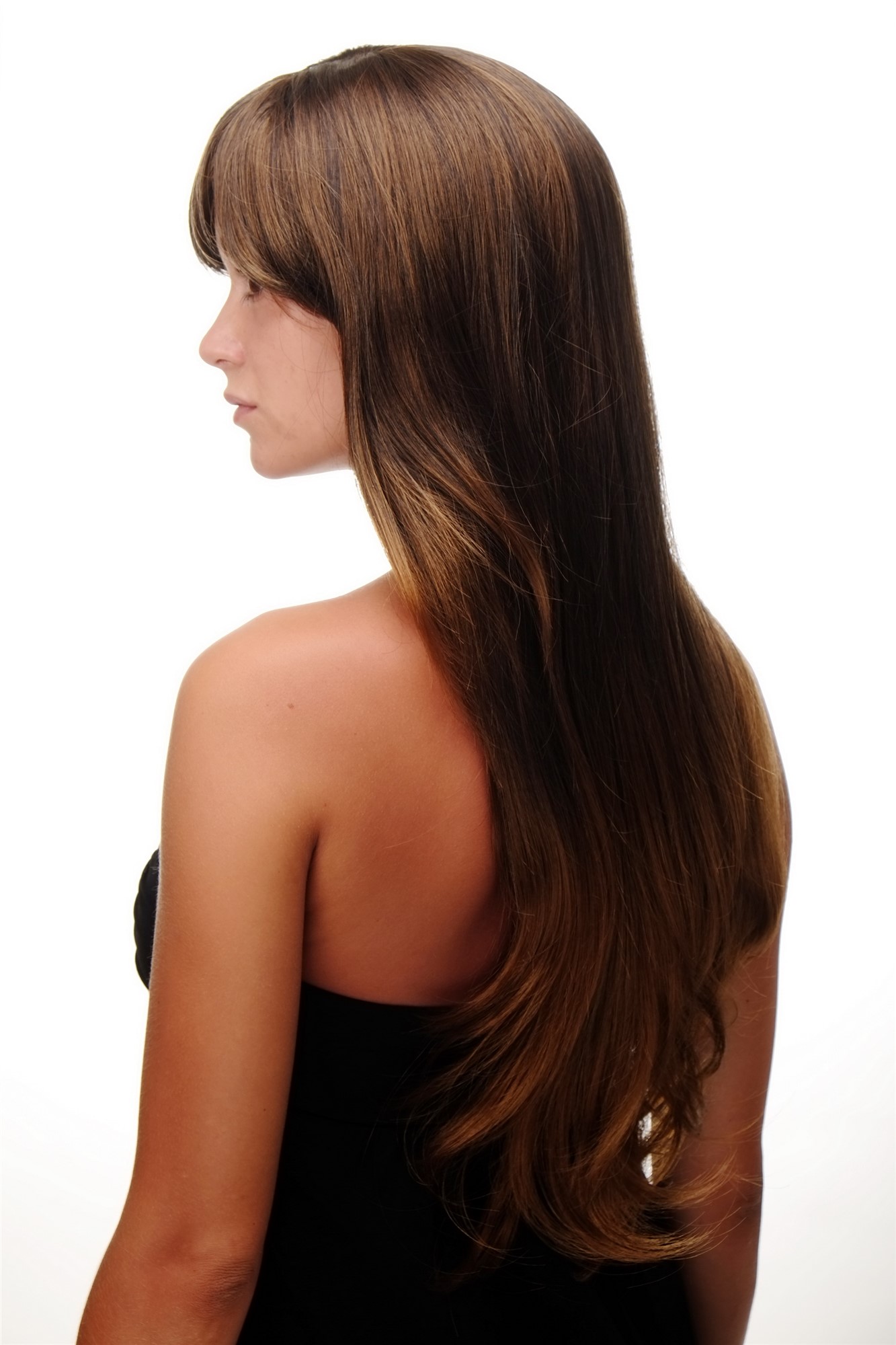 Lady women wig very long fringe can part to side straight chestnut brown 3111, view 3, WIG ME UP: Your Perücken Online Shop Quality Wigs, Ladies, Brown, straight, long