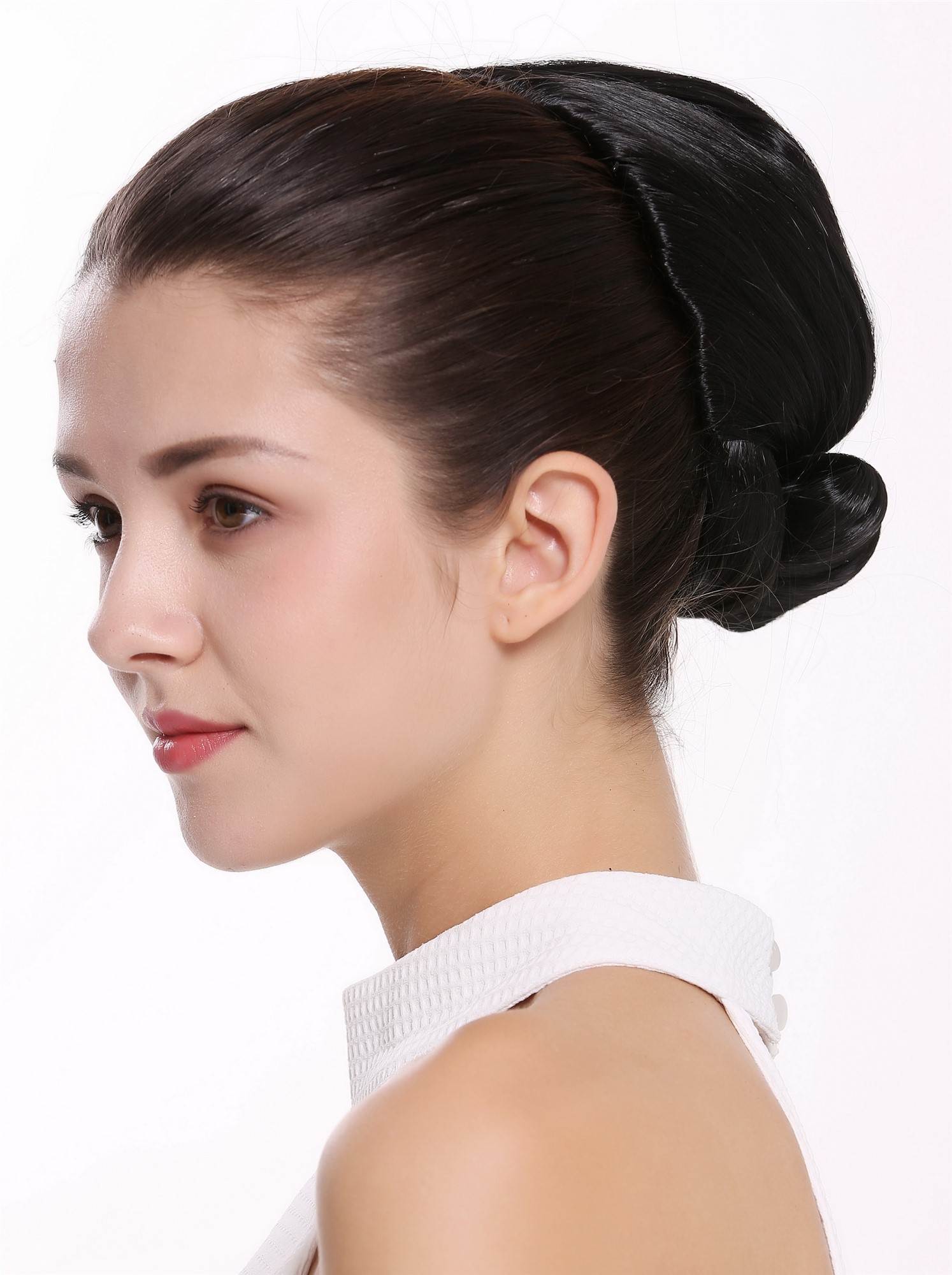 Dutt Haarknoten Groß Oma Schwarz N792-1B, Ansicht 3, WIG ME UP: Ihr Perücken Online Shop glatter Dutt Haarteil Samtschwarz
