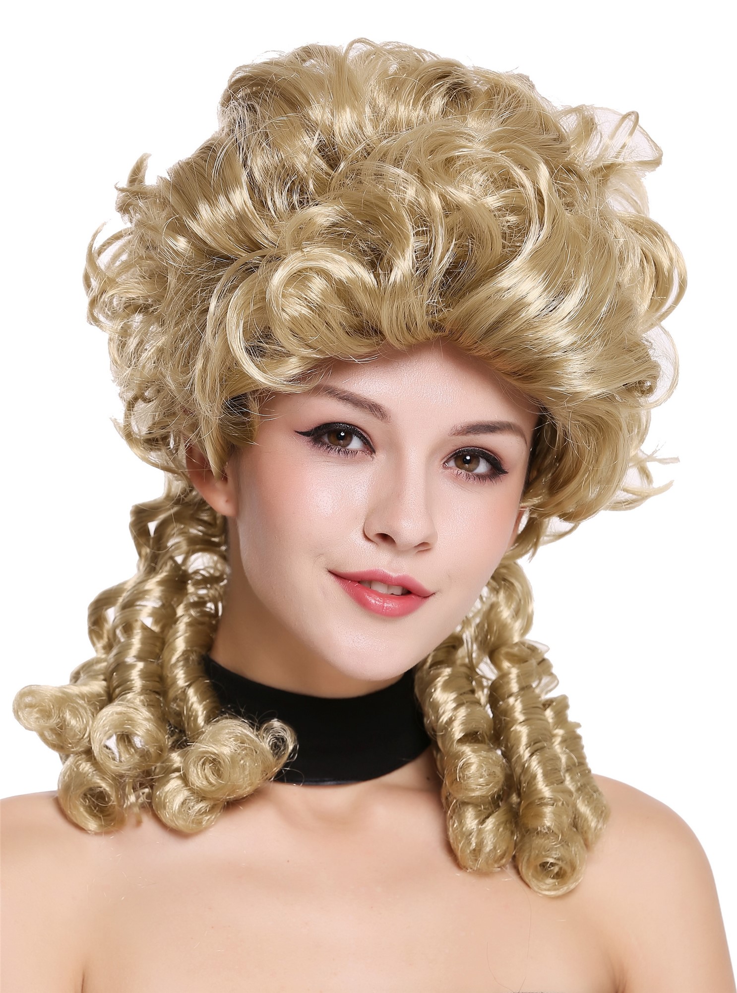 günstige Party Perücke, Perücke Barock Spirallocken Toupiert Blond DH1009-ZA89, Ansicht 2, WIG ME UP: Ihr Perücken Online Shop lockige Party Perücke Blond schulterlange Haare für Damen