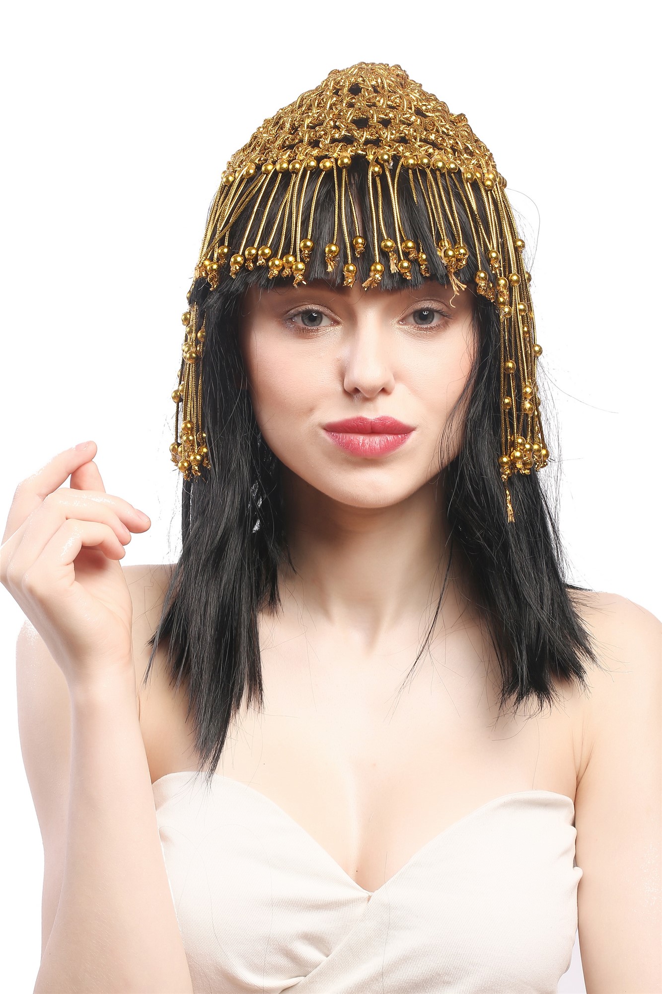 günstige Party Perücke, Perücke & Schmuck Cleopatra 1001 Nacht Schwarz 60264-P103, Ansicht 2, WIG ME UP: Ihr Perücken Online Shop glatte Party Perücke Schwarz schulterlange Haare für Damen