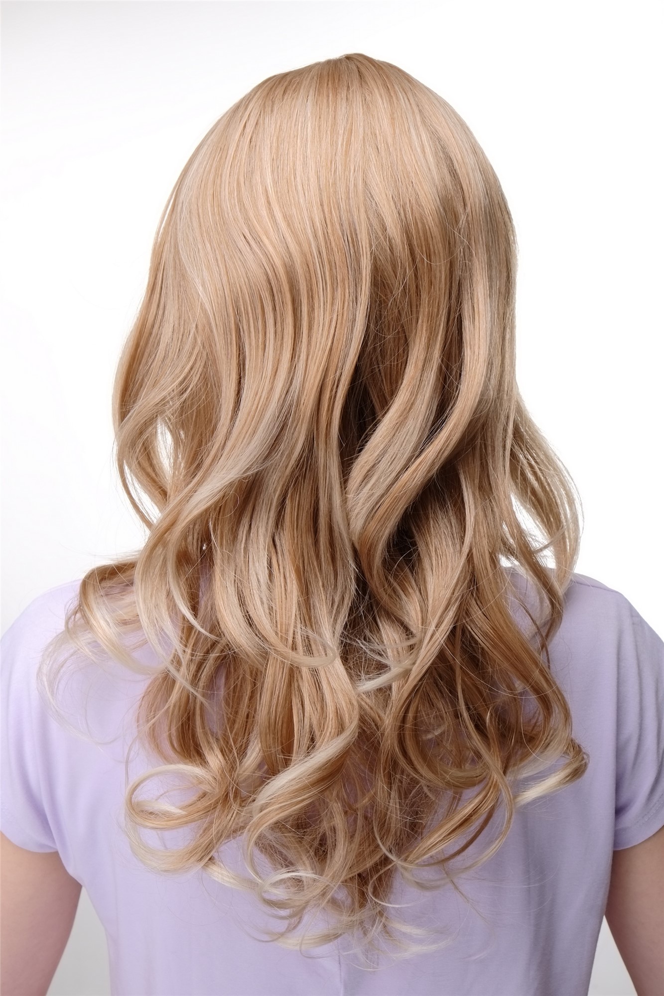 hochwertige Qualitätsperücken, Elegante Damen Perücke lange lockige Haare Pony Erdbeer-Blond-Mix 3001-27T613, Ansicht 4, WIG ME UP: Ihr Perücken Online Shop wellige Tressen-Perücke mit Kopfhaut-Imitat Erdbeerblond-Platinblond-Mix lange Haare für Damen