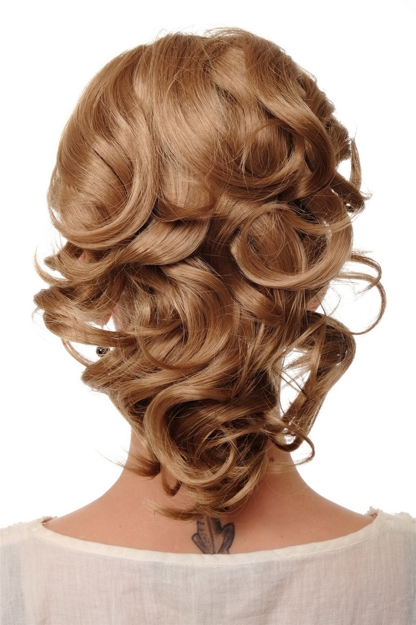 hochwertiges Haarteil gewellt halblang 1 Kamm + Gummizug Dunkelblond Modell: JL-3023, Ansicht 2, WIG ME UP: Ihr Perücken Online Shop welliges Zopf-Haarteil Dunkelblond 35 cm lang