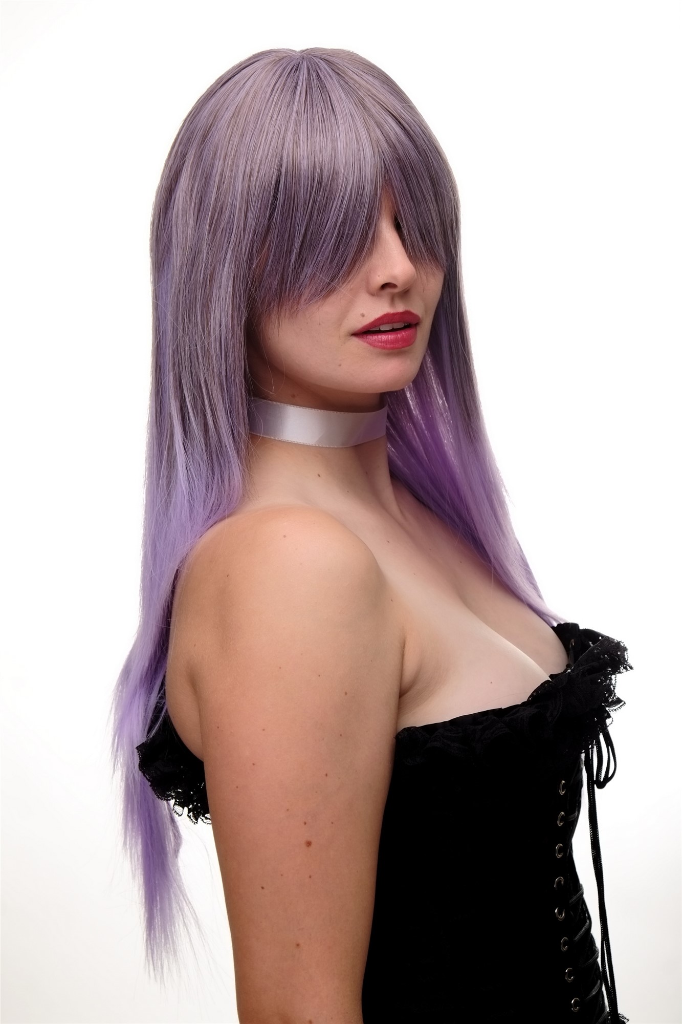 Weird & Wicked Lady  Wig Cosplay purple brown mix straight long fringe bangs 27", view 7, WIG ME UP: Your Perücken Online Shop Quality Wigs, Ladies, brown-purple, straight, long
