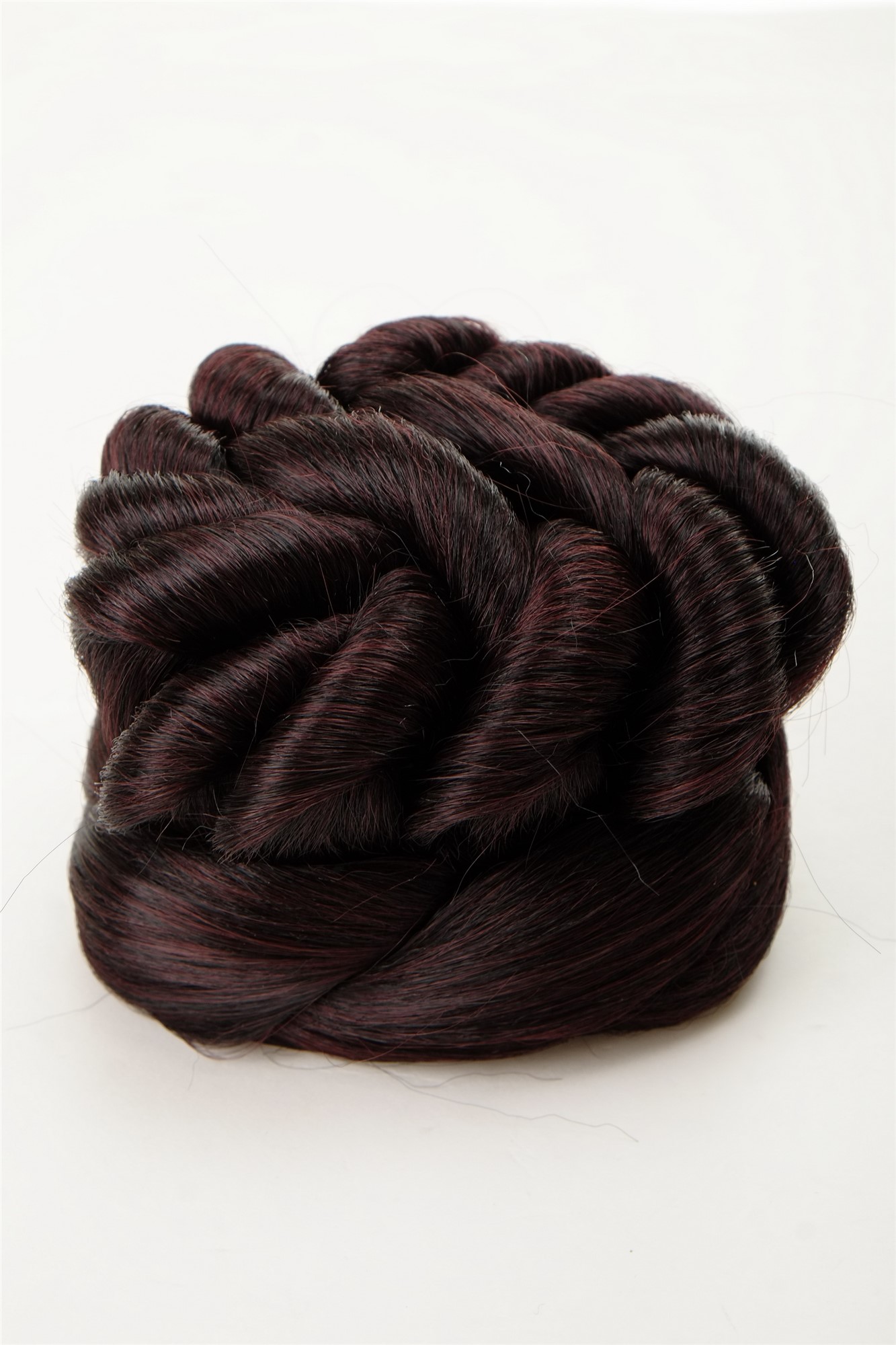 Dutt Haarknoten geflochten große Locken Schwarz-Rot-Mix N794-1SP99J, Ansicht 3, WIG ME UP: Ihr Perücken Online Shop geflochtener Dutt Haarteil Tiefschwarz-Auberginenrot-Mix
