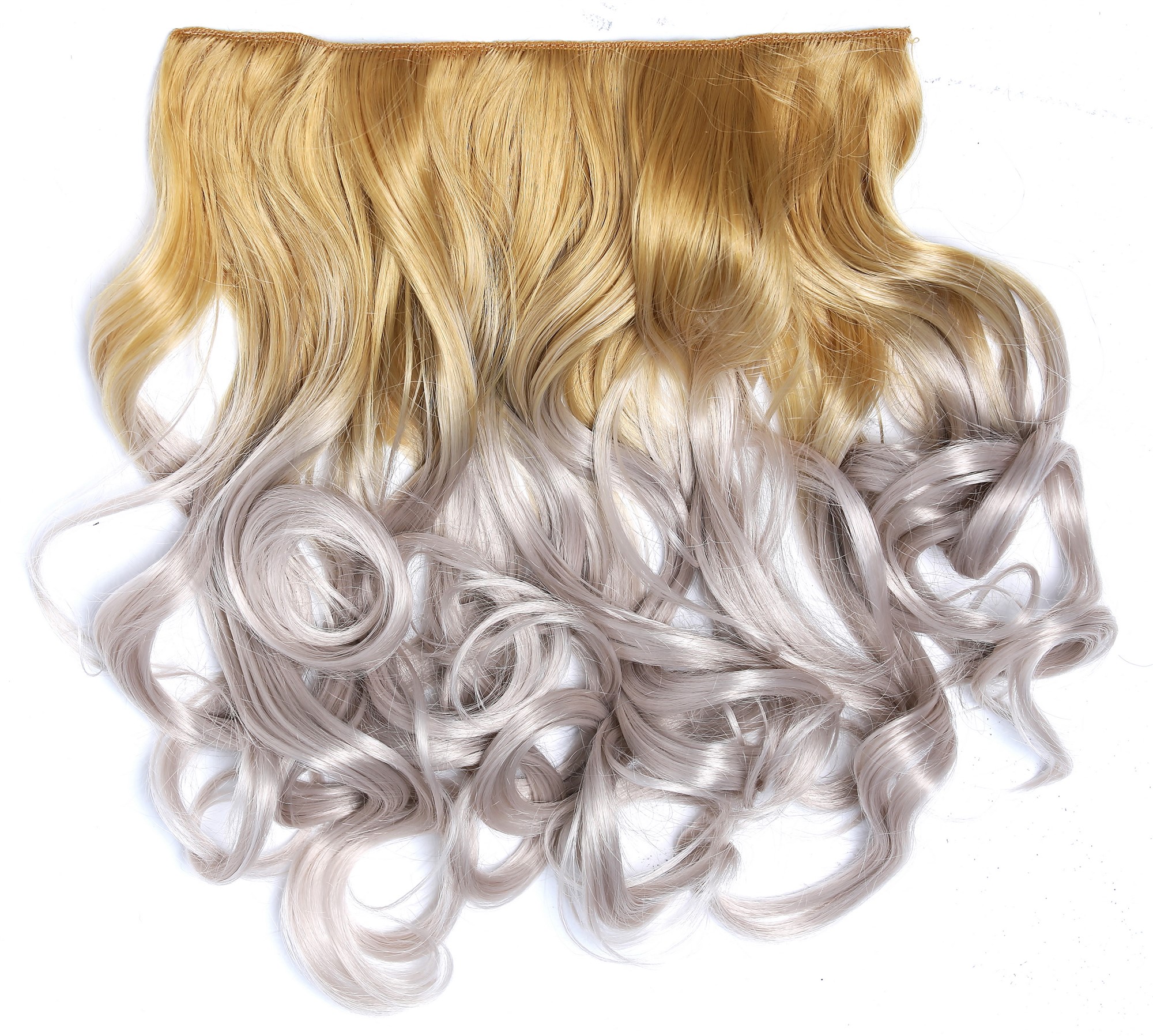 lockige Halbperücke Blond-Grau-Mix 40 cm lang