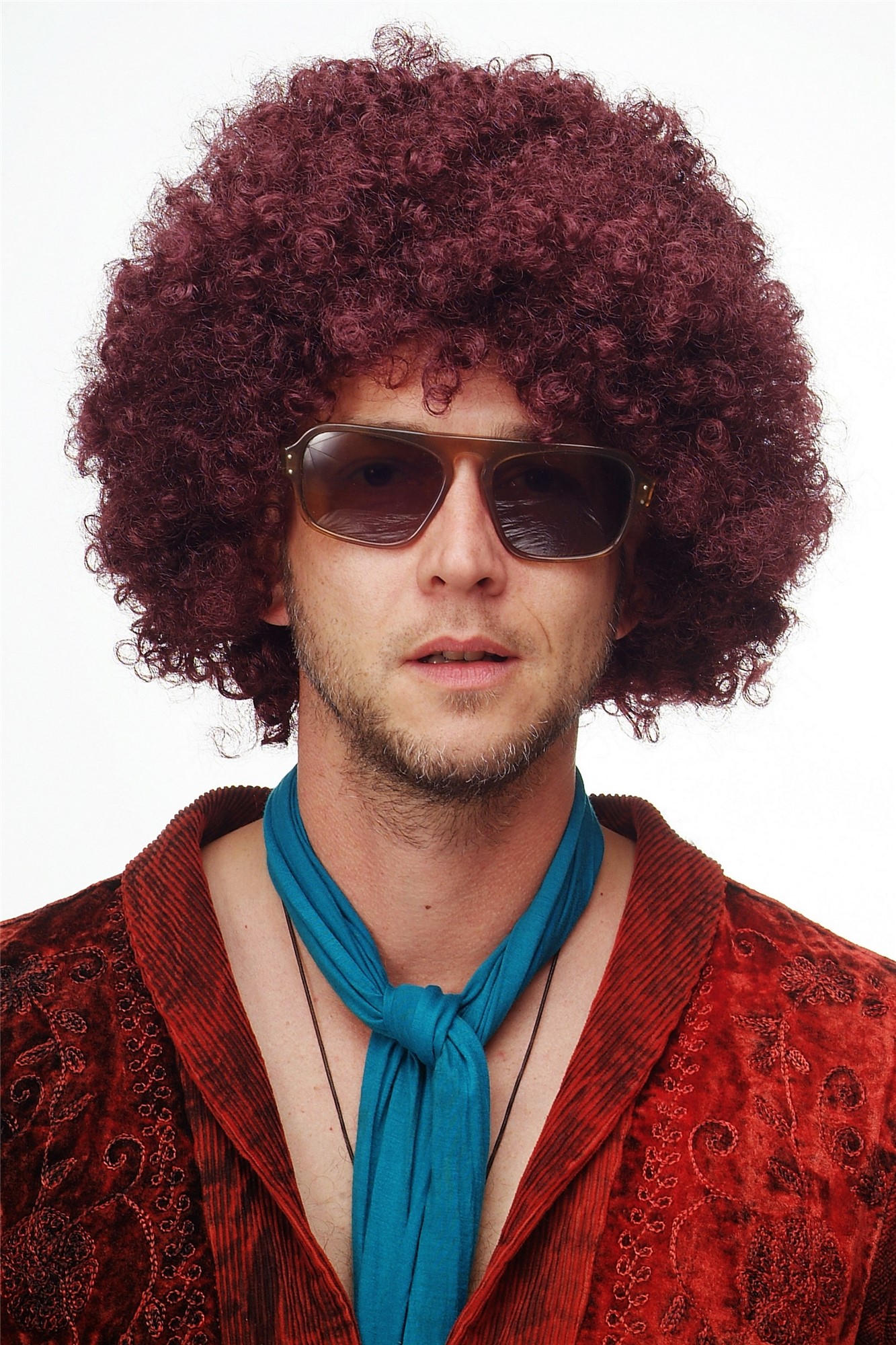 Party/Fancy Dress/Halloween WIG gigantic super volume aubergine RED disco AFRO funky huge HAIR!, view 4, WIG ME UP: Your Perücken Online Shop Party Wig, Unisex, eggplant red, curled, short
