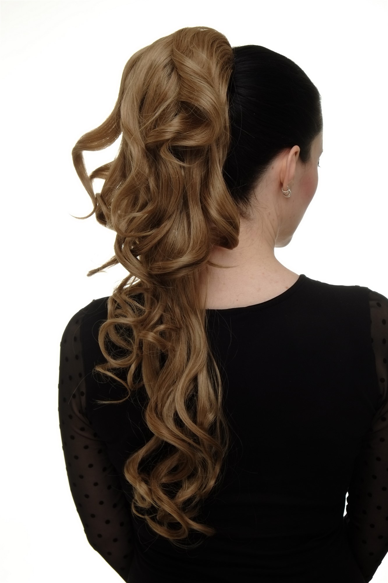 Ponytails, honey blonde, curled, long