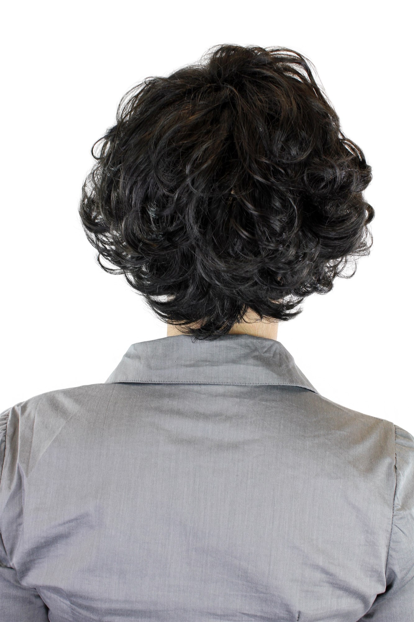 hochwertige Qualitätsperücken, Perücke kurz kesse Locken schwarz GFW963-1B, Ansicht 3, WIG ME UP: Ihr Perücken Online Shop lockige Tressen-Perücke Samtschwarz kurze Haare für Damen