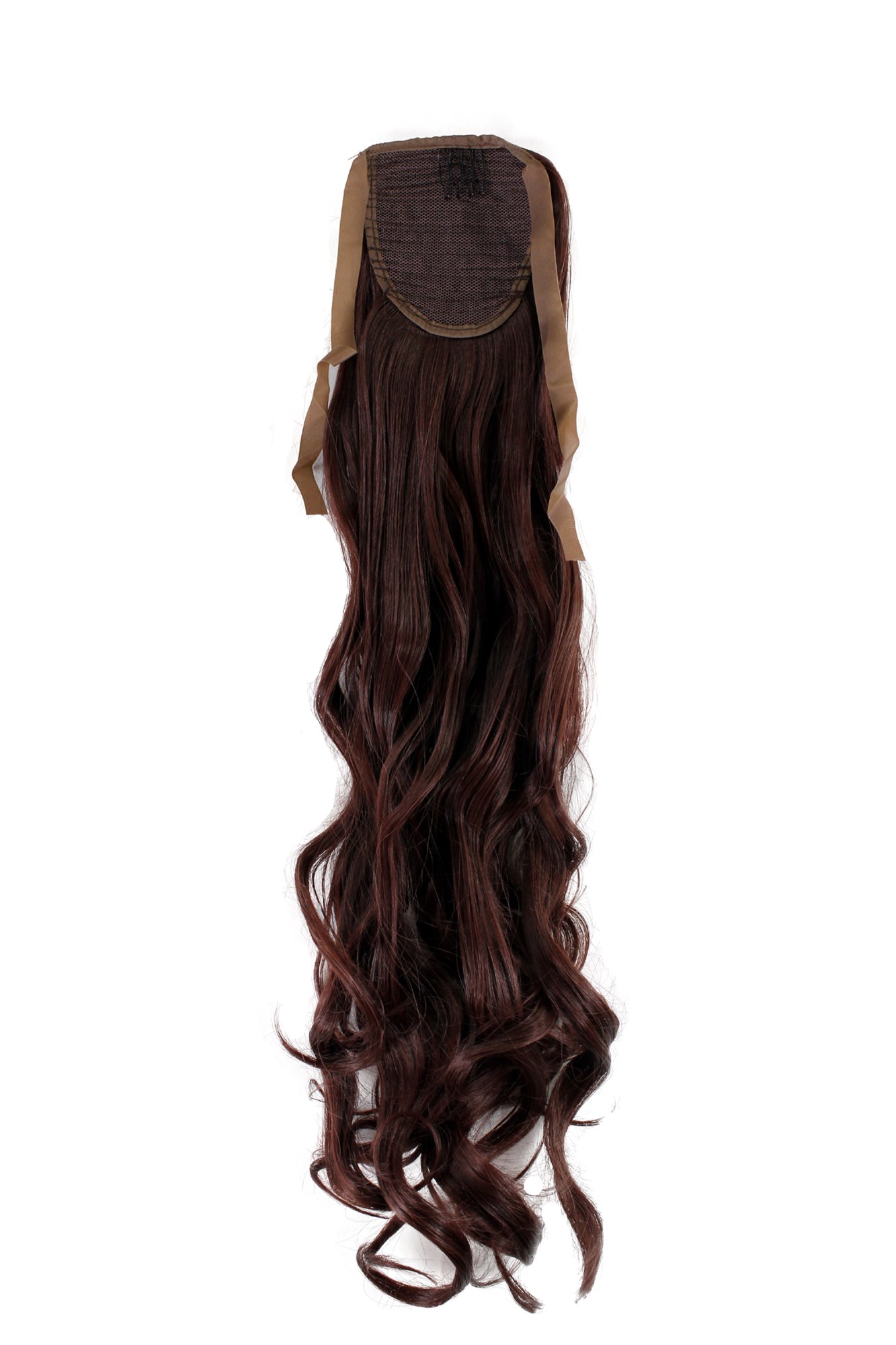 Ponytail Hairpiece comb & ribbon wrap-around long wavy dark quburn YZF-1094HT, view 2, WIG ME UP: Your Perücken Online Shop Ponytails, chestnut brown, wavy, long