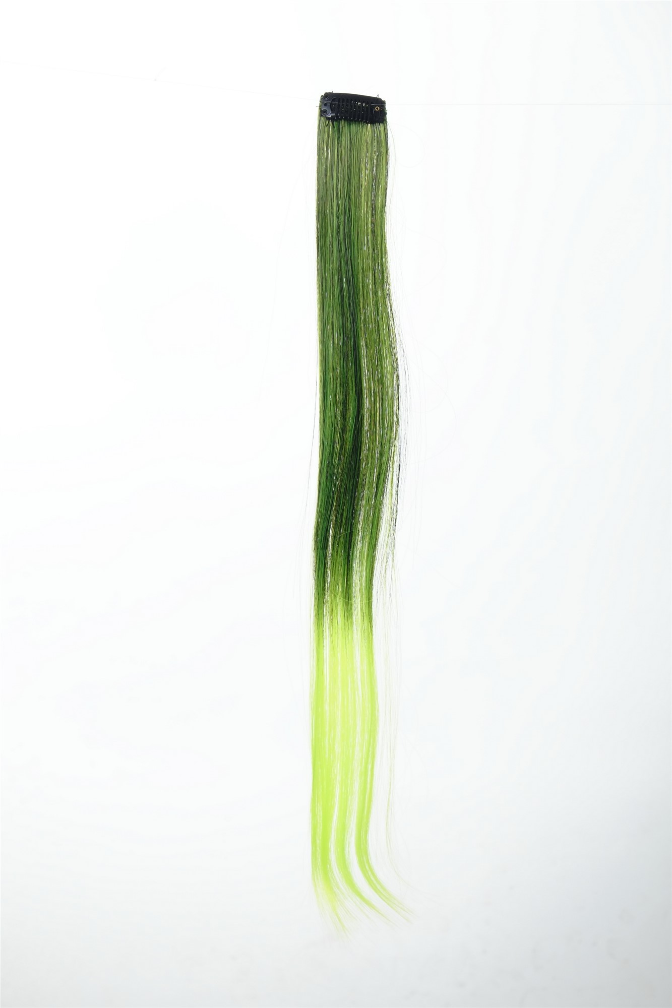 1 Clip-In Extension Strähne glatt 45 cm Ombre Grün YZF-P1S18P-1/TF2106, Ansicht 2, WIG ME UP: Ihr Perücken Online Shop glatte Extensions Tiefschwarz-Neongrün-Mix 45 cm lang
