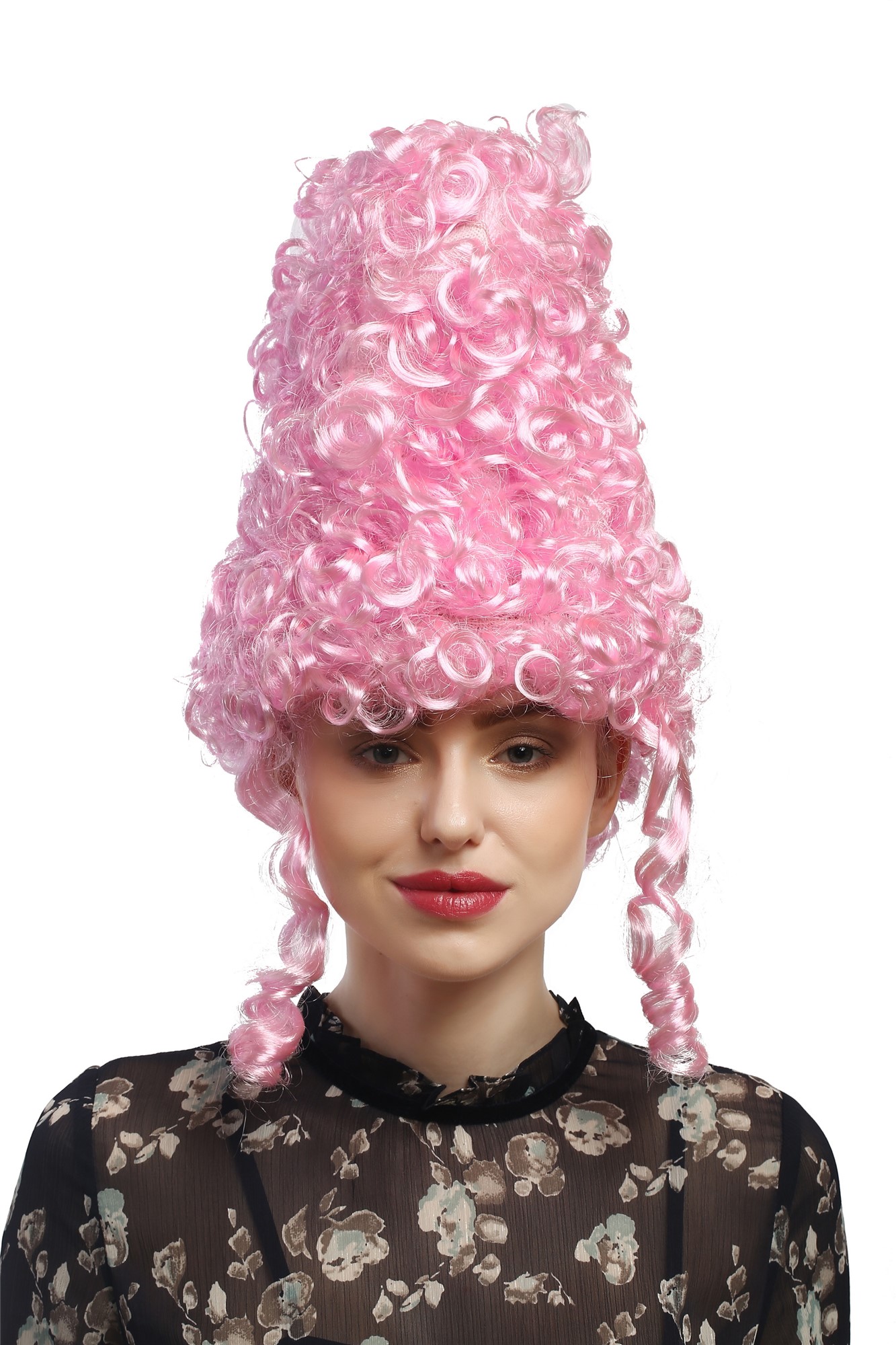 Lady Party Wig Halloween historic Cosplay Baroque Renaissance Victorian towering light pink beehive, view 4, WIG ME UP: Your Perücken Online Shop Party Wig, Ladies, Pink, curled, shoulder-length