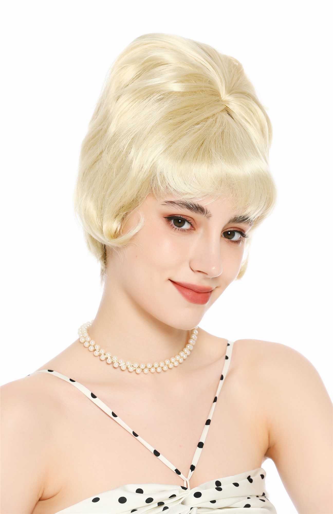 Perücke Damen Retro Vintage 50er 60er Beehive hochtoupiert Hellblond Platinblond DW3436-613