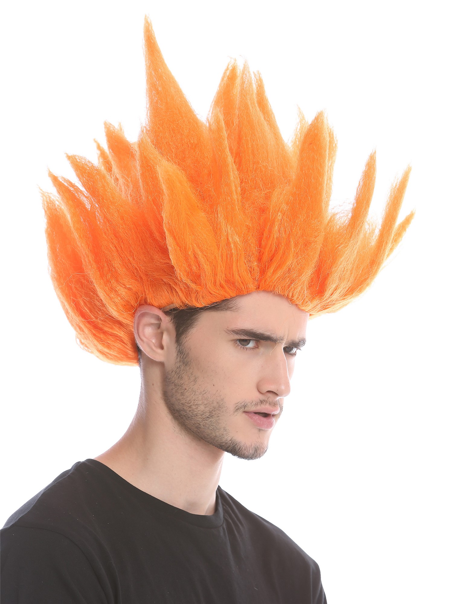 Lady Gents Man Party Wig  Demon Devil Flower Fairy Fire orange teased high 91062, view 6, WIG ME UP: Your Perücken Online Shop Party Wig, Unisex, Orange, wavy, short