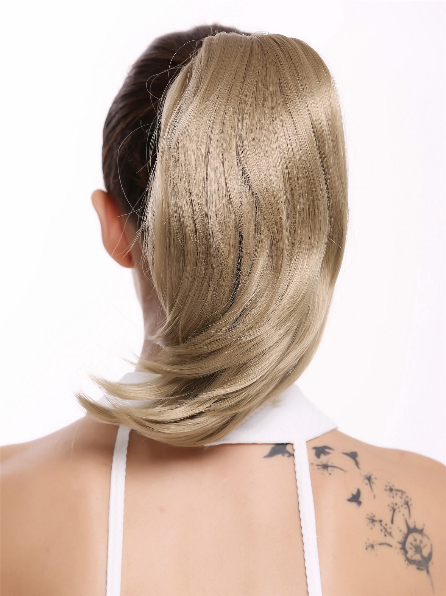 hochwertiges Haarteil Zopf Kurz breit voluminös glatt Blond Aschblond 15-09-24, Ansicht 3, WIG ME UP: Ihr Perücken Online Shop glattes Zopf-Haarteil Aschblond 30 cm lang