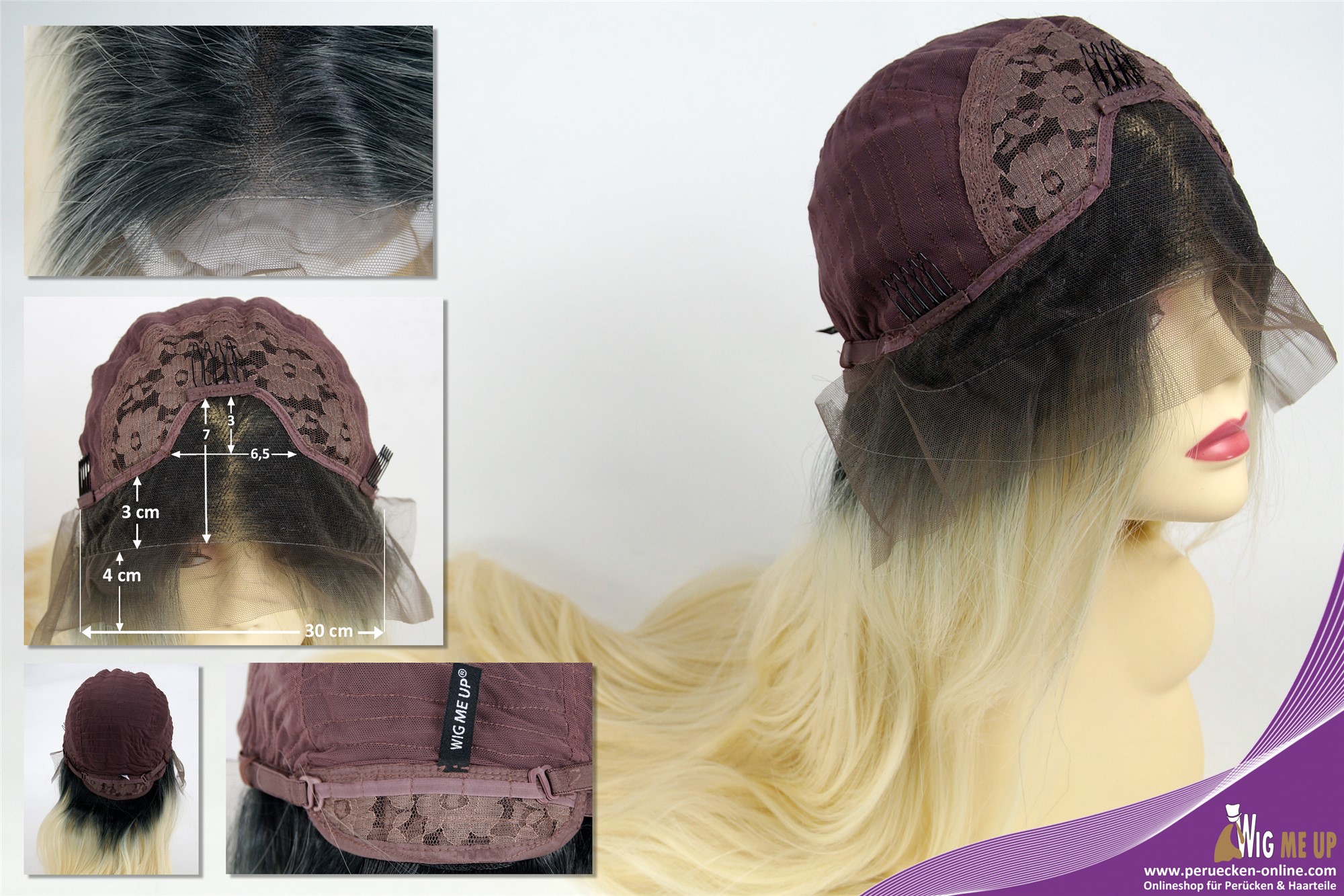 Lady wig lace front mono middle parting long straight ombre black blonde RSK-01, view 6, WIG ME UP: Your Perücken Online Shop Quality Wigs, Ladies, Black,Blonde, wavy, very long