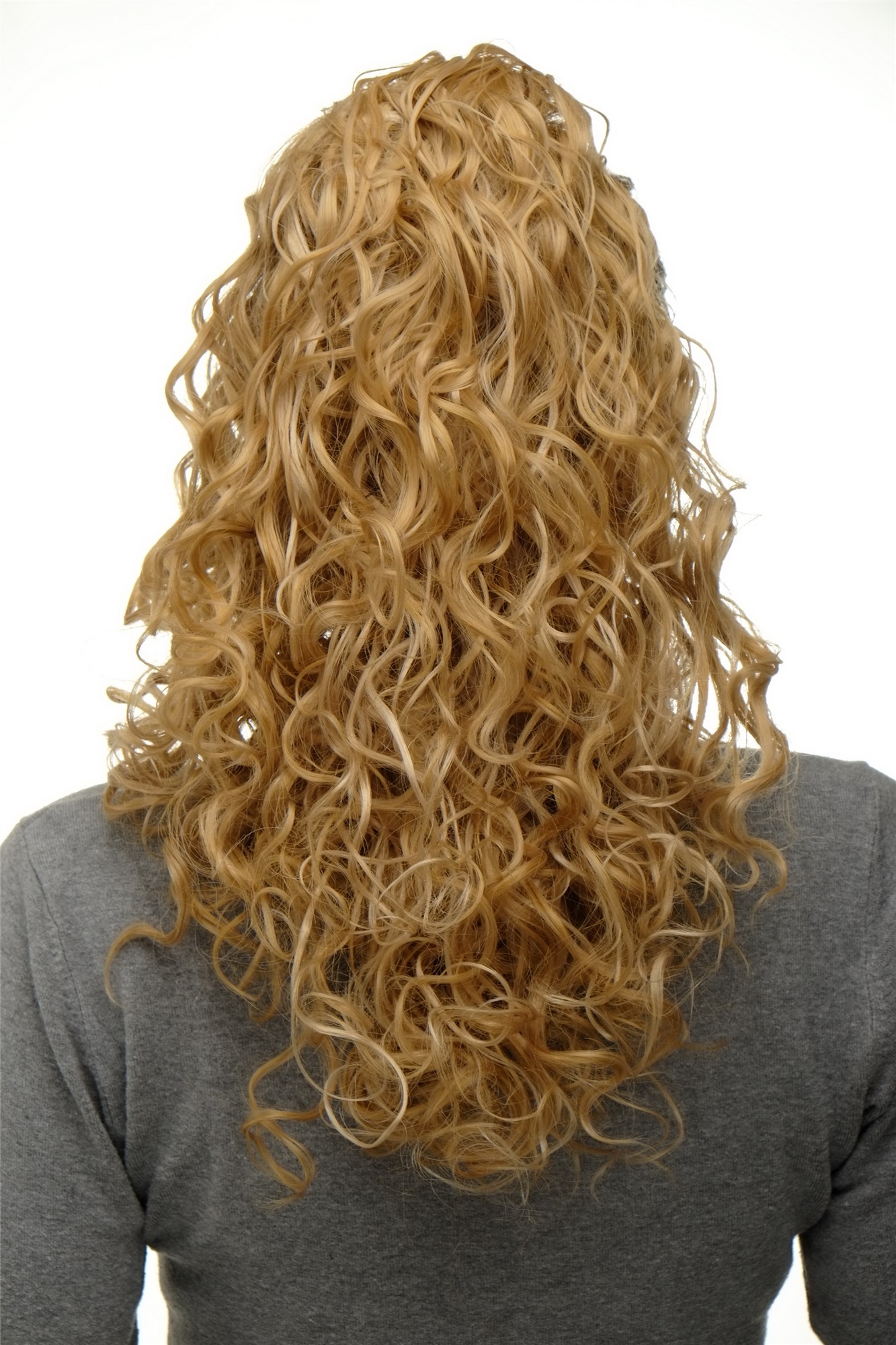 Hairpiece Ponytail with 2 combs/clips & elastic draw string long full curls voluminous mixed blond, view 4, WIG ME UP: Your Perücken Online Shop Ponytails, golden blonde-light blonde mix, curled, shoulder-length