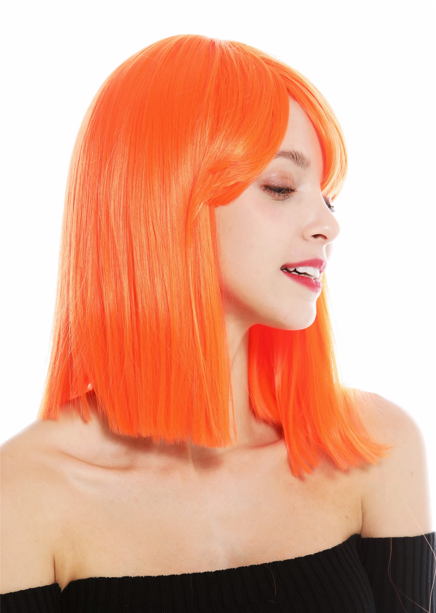 Women's wig short shoulder length long bob sleek Cleopatra fringe orange VK-10, view 2, WIG ME UP: Your Perücken Online Shop Quality Wigs, Ladies, Orange, straight, shoulder-length