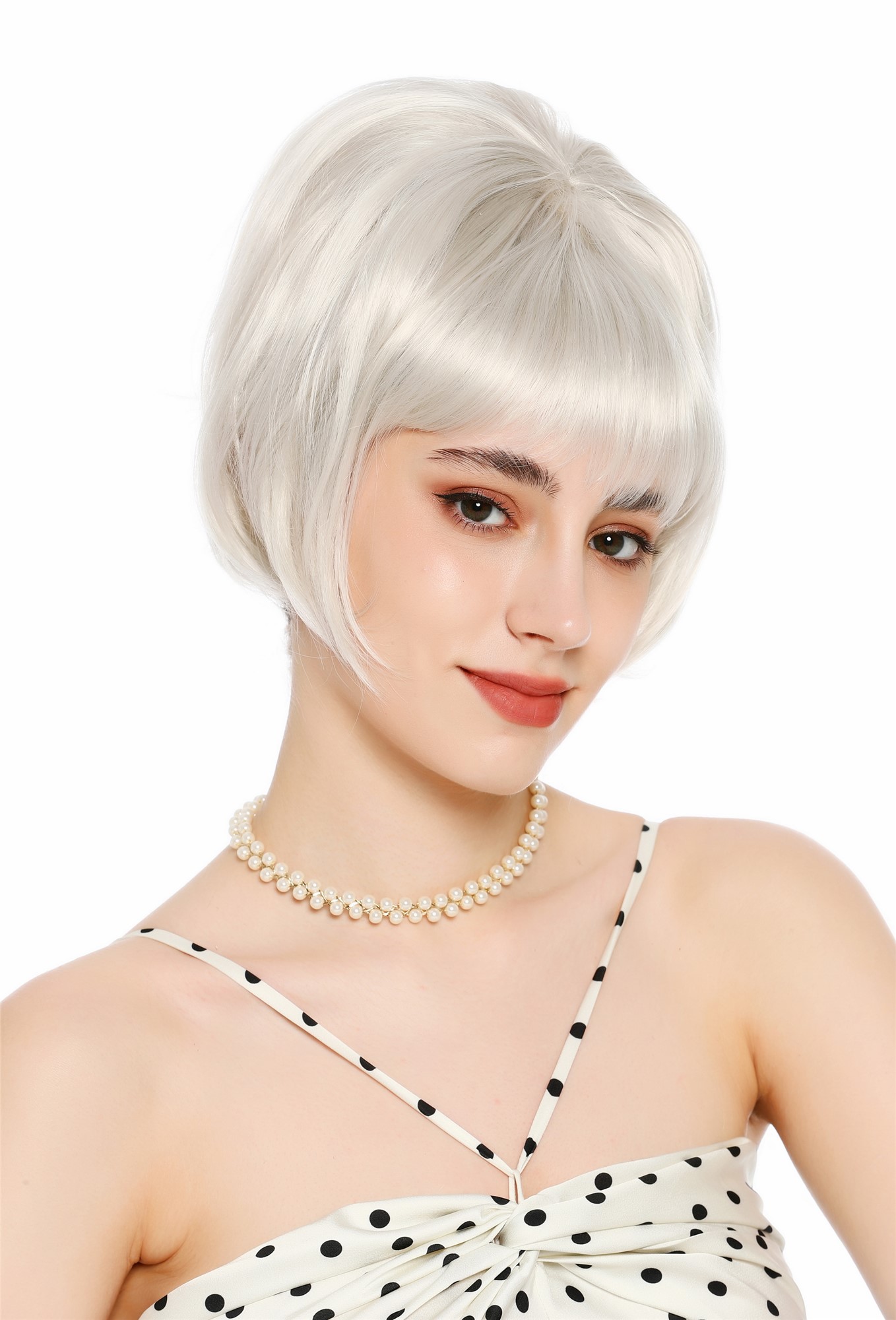 Perücke Damen Retro Vintage 50er 60er Beehive Turmfrisur hochtoupiert kurz Pony Hellblond Blond VK-71-60