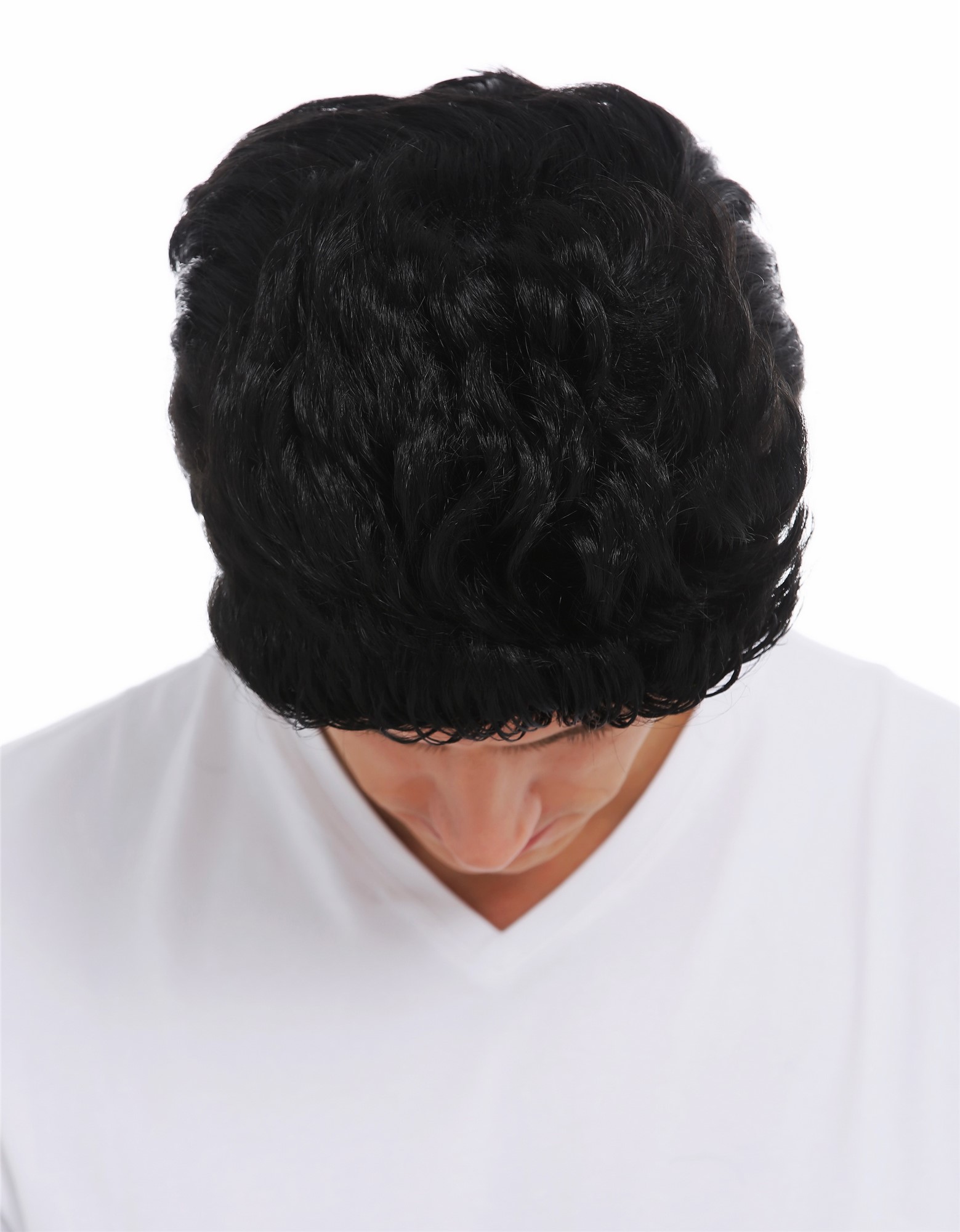 Wig carnival Halloween men man short cool wavy quiff 50's 60's black 7064, view 5, WIG ME UP: Your Perücken Online Shop Party Wig, Unisex, pitch black, wavy, short