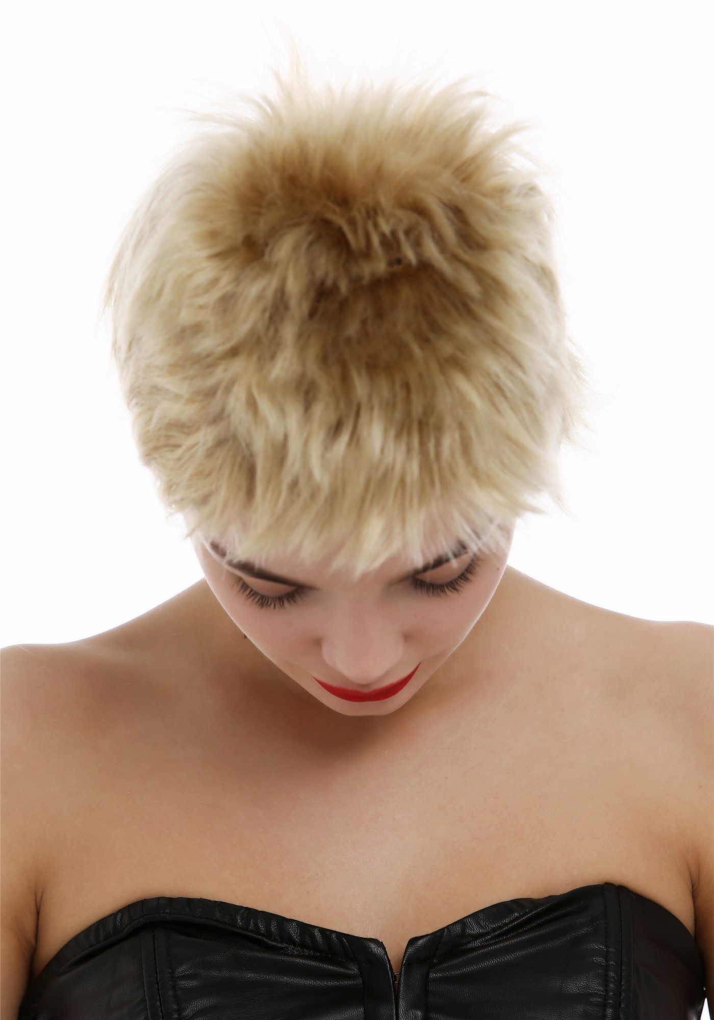Wig Human Hair Women Men short frayed spiky Pixie micro bangs blond M276-HH, view 4, WIG ME UP: Your Perücken Online Shop Quality Wigs, Ladies, ash blonde, straight, short